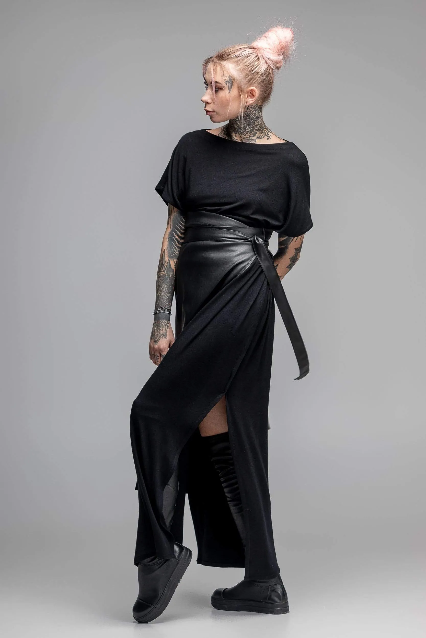 Oversized black maxi dress