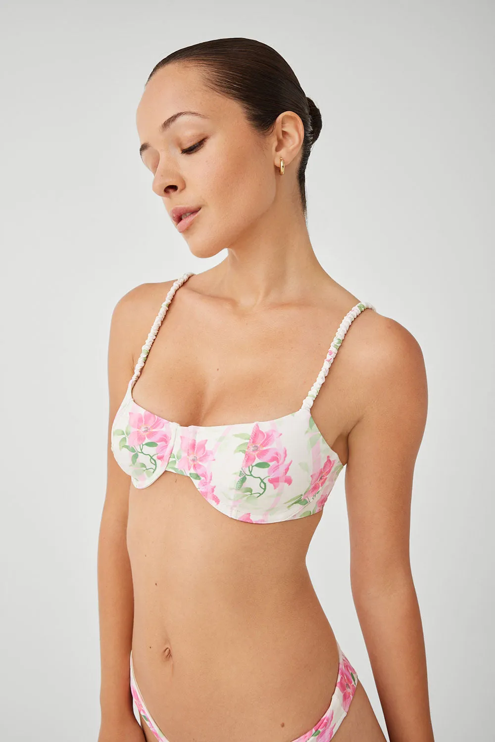 Pam Floral Underwire Bikini Top - Tiger Lily