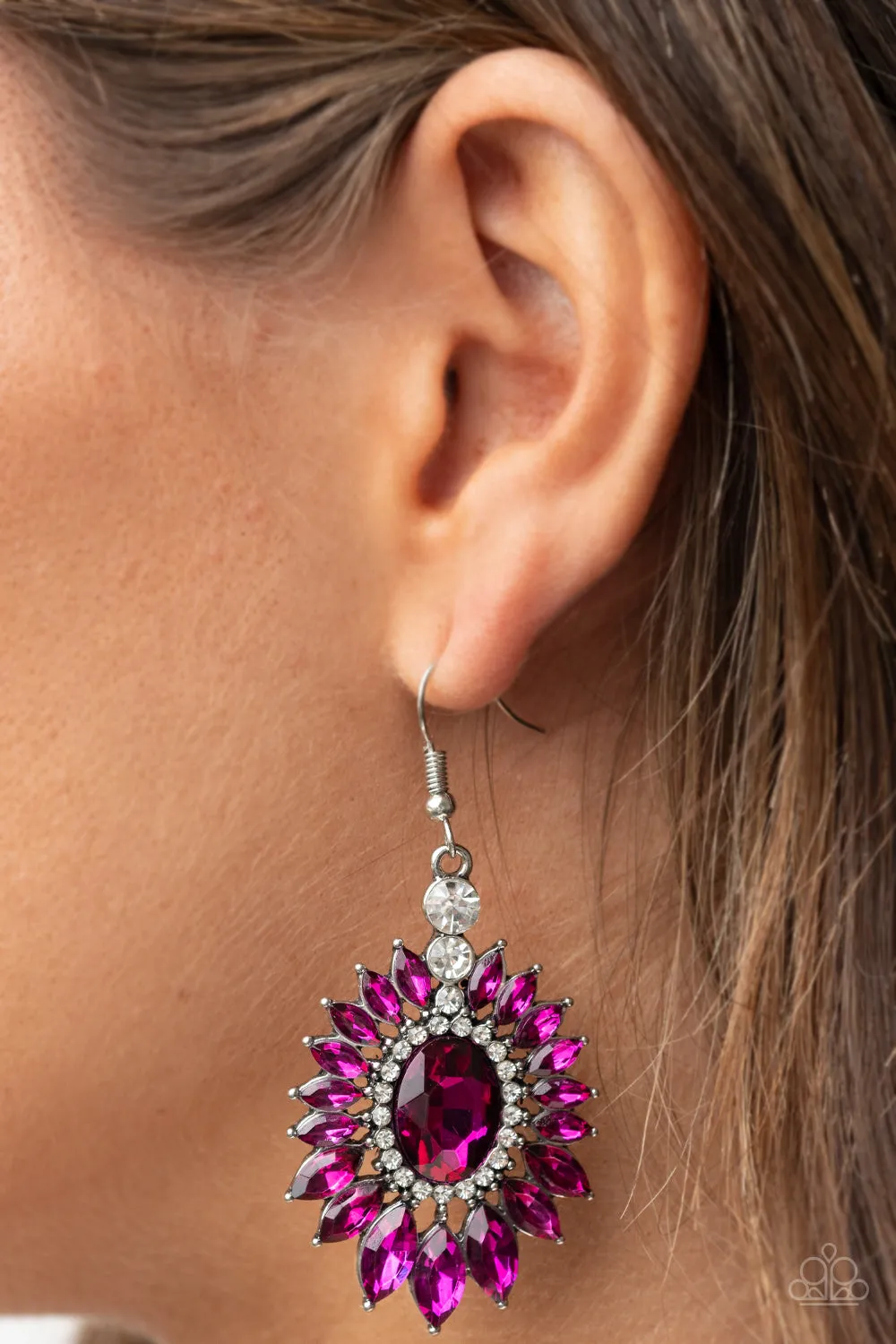 Paparazzi Earring ~ Big Time Twinkle - Pink