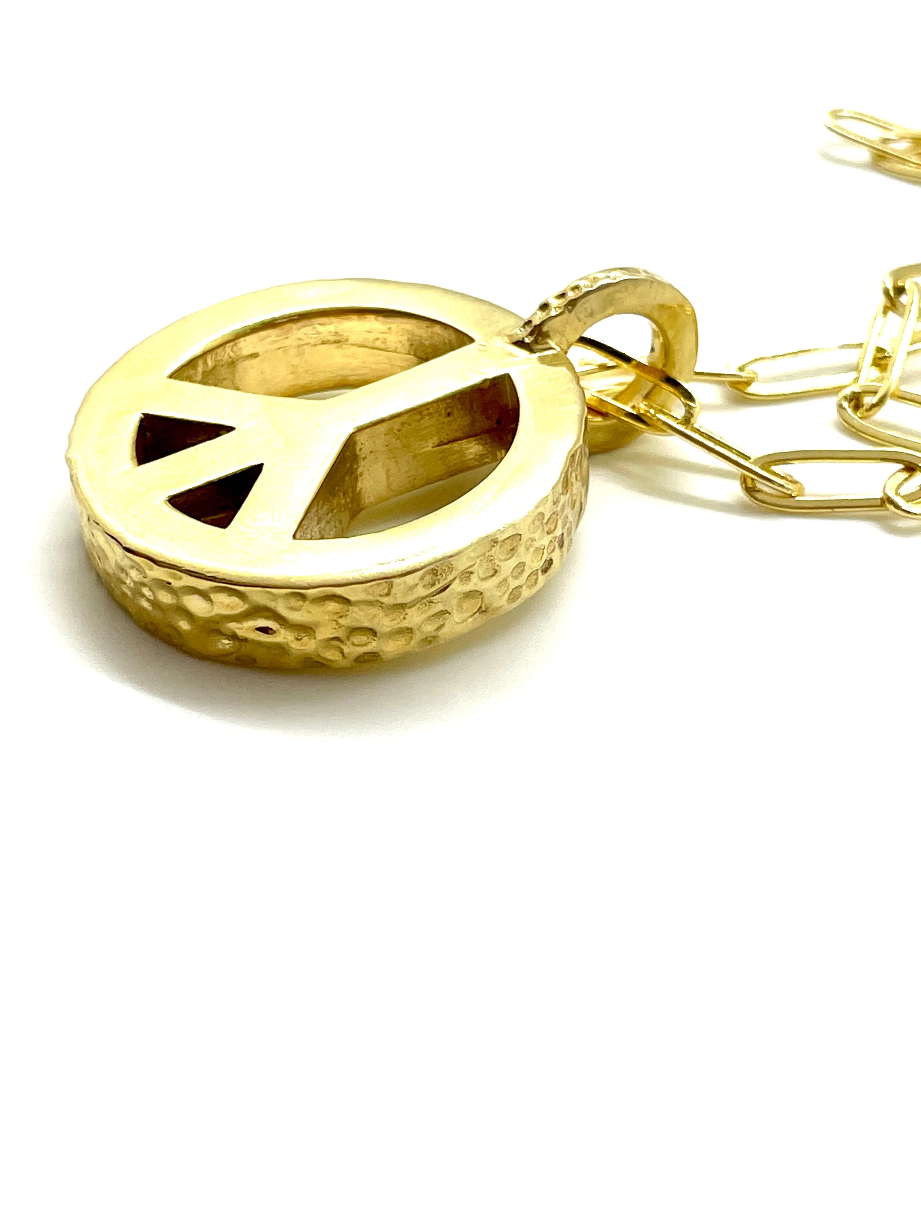 Peace Necklace with Gold Filled Paperclip Chain