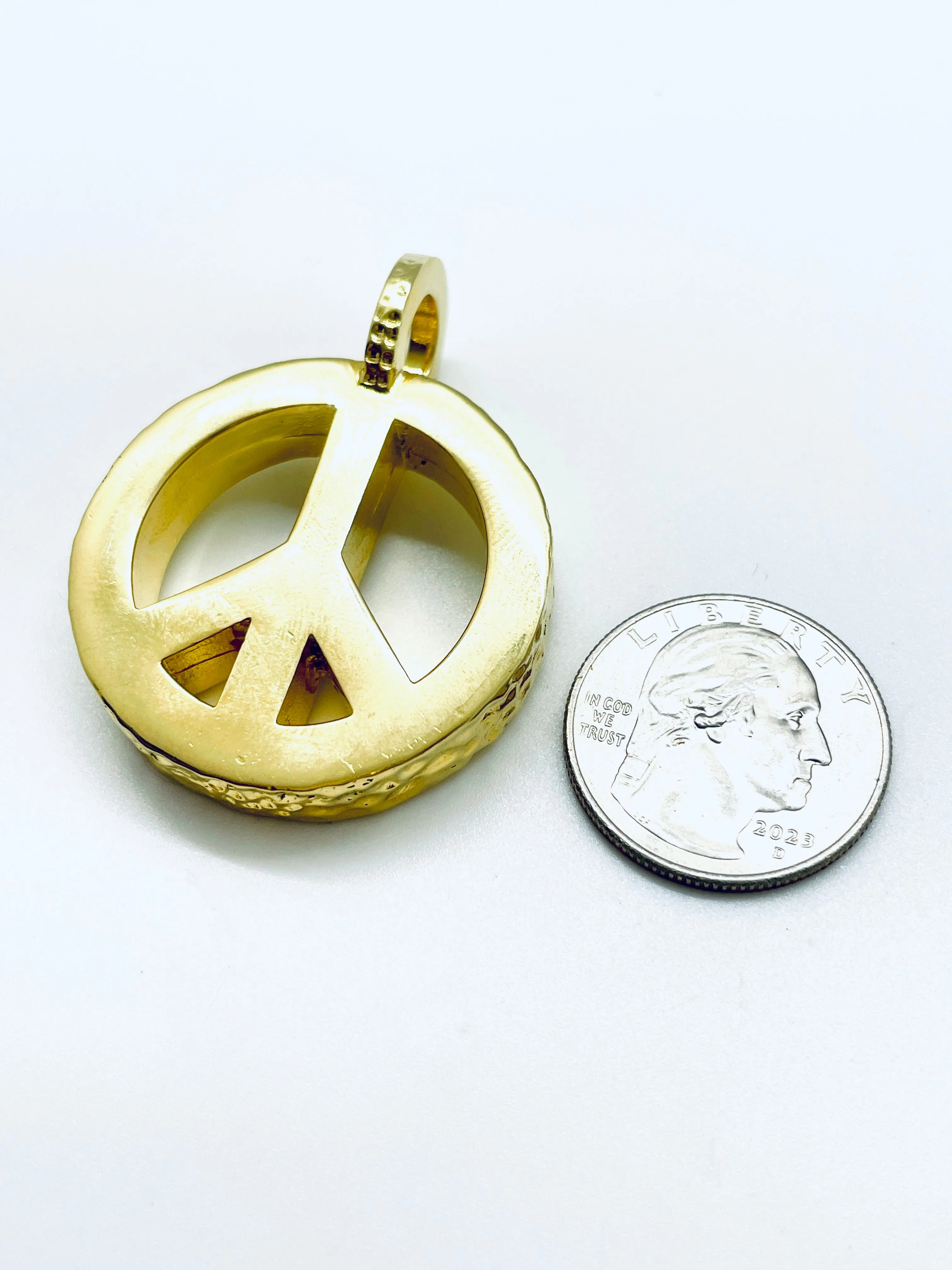 Peace Necklace with Gold Filled Paperclip Chain