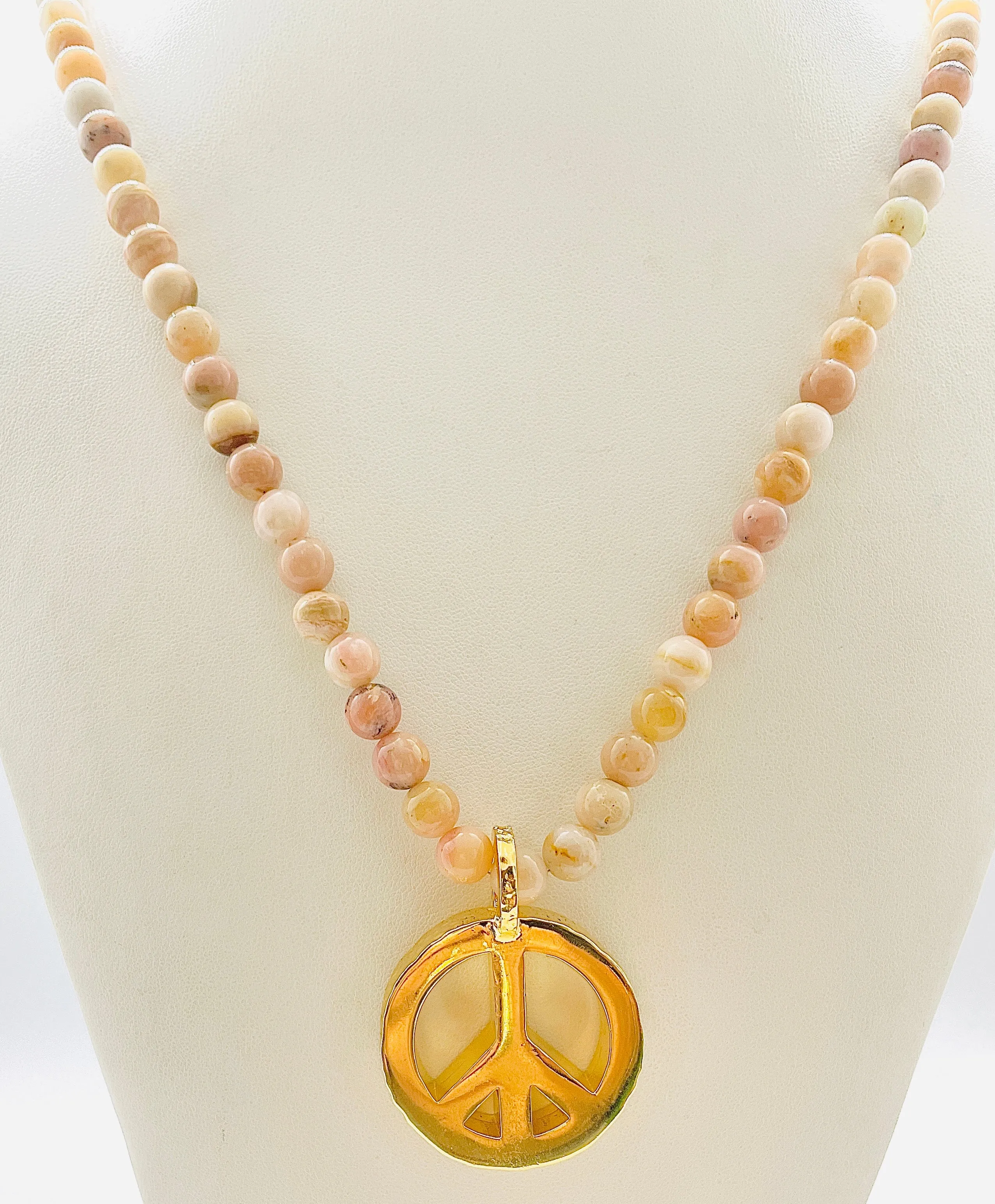 Peace Necklace with Pink Opal Beads