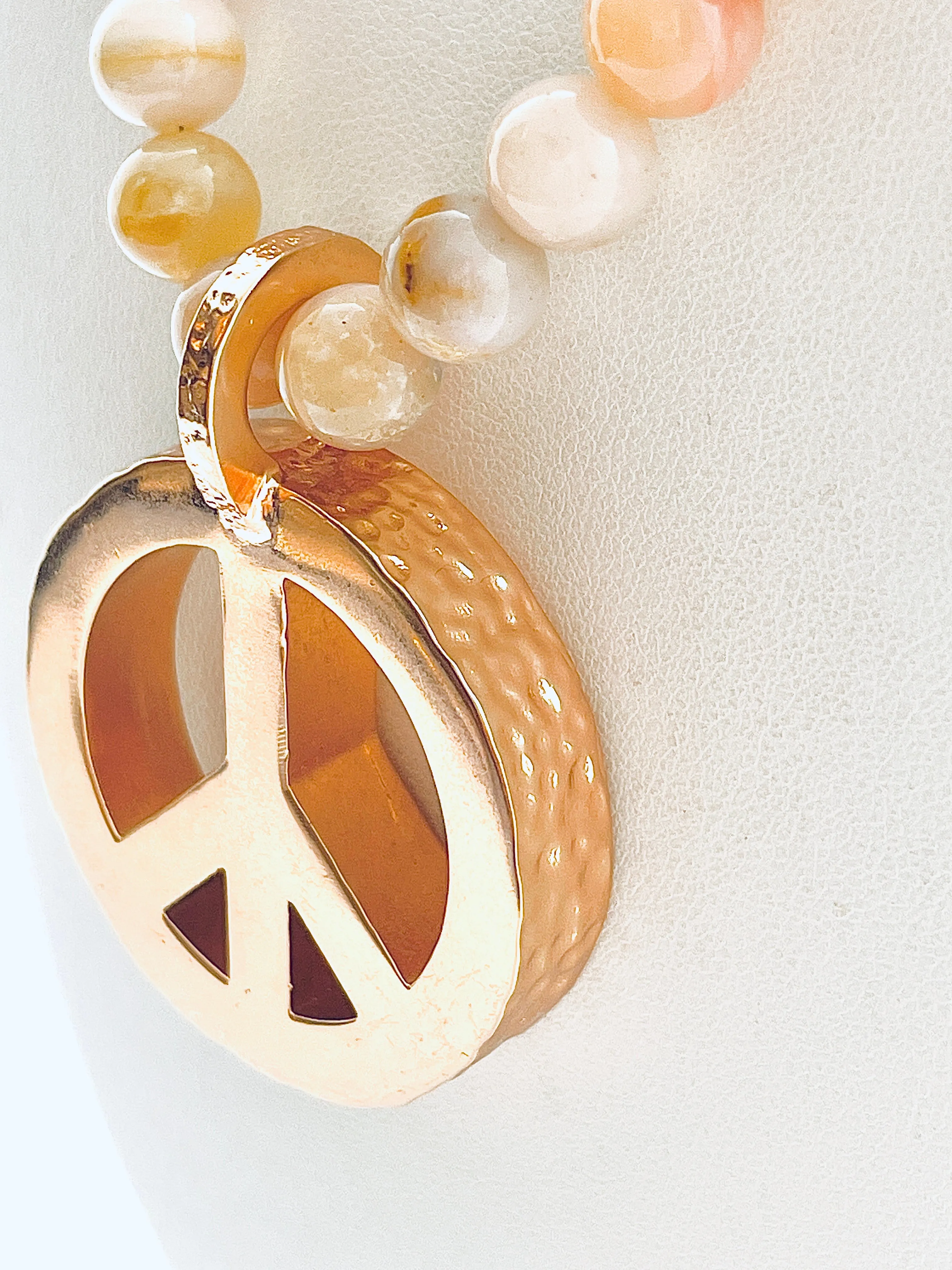 Peace Necklace with Pink Opal Beads