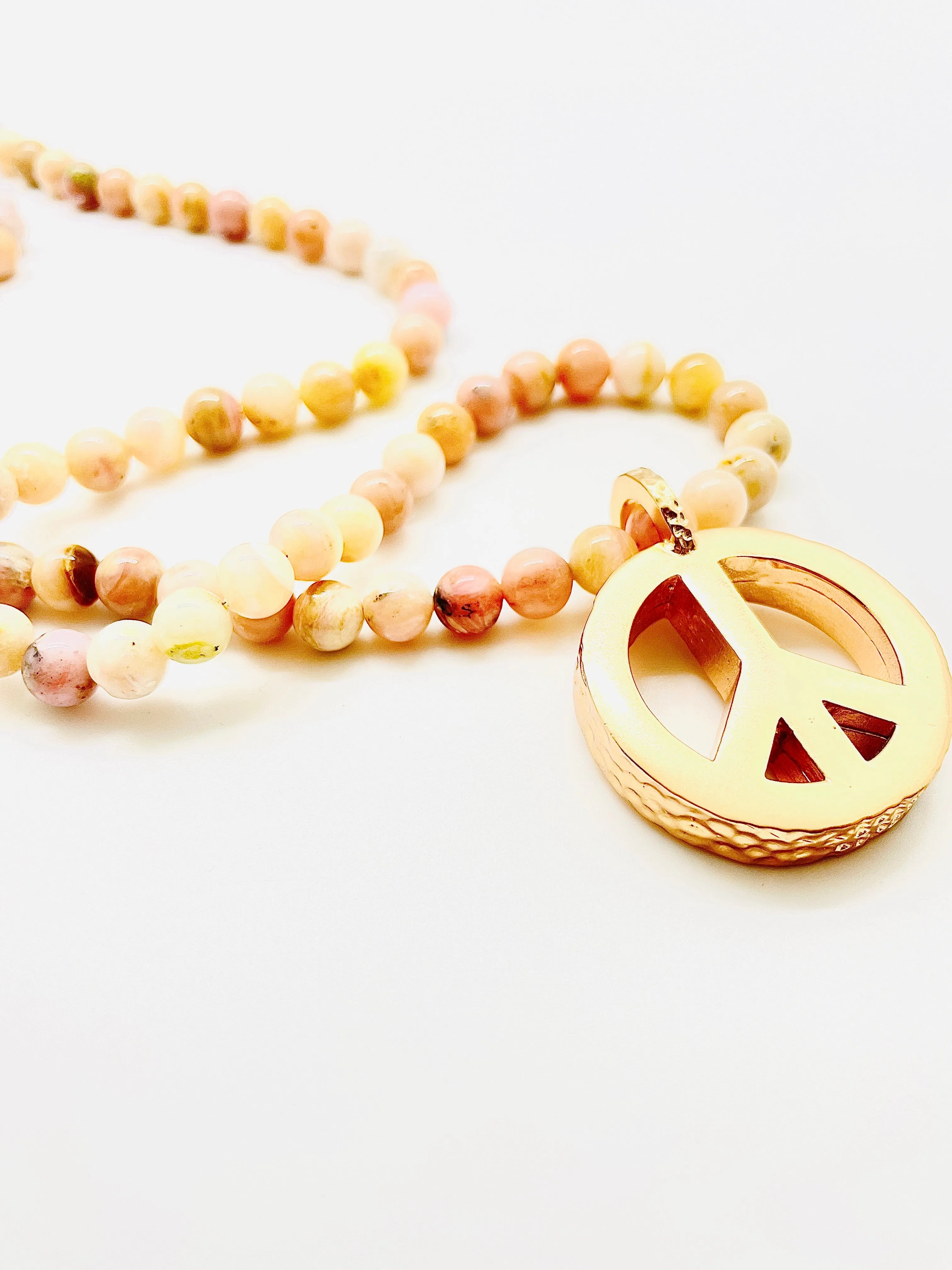 Peace Necklace with Pink Opal Beads