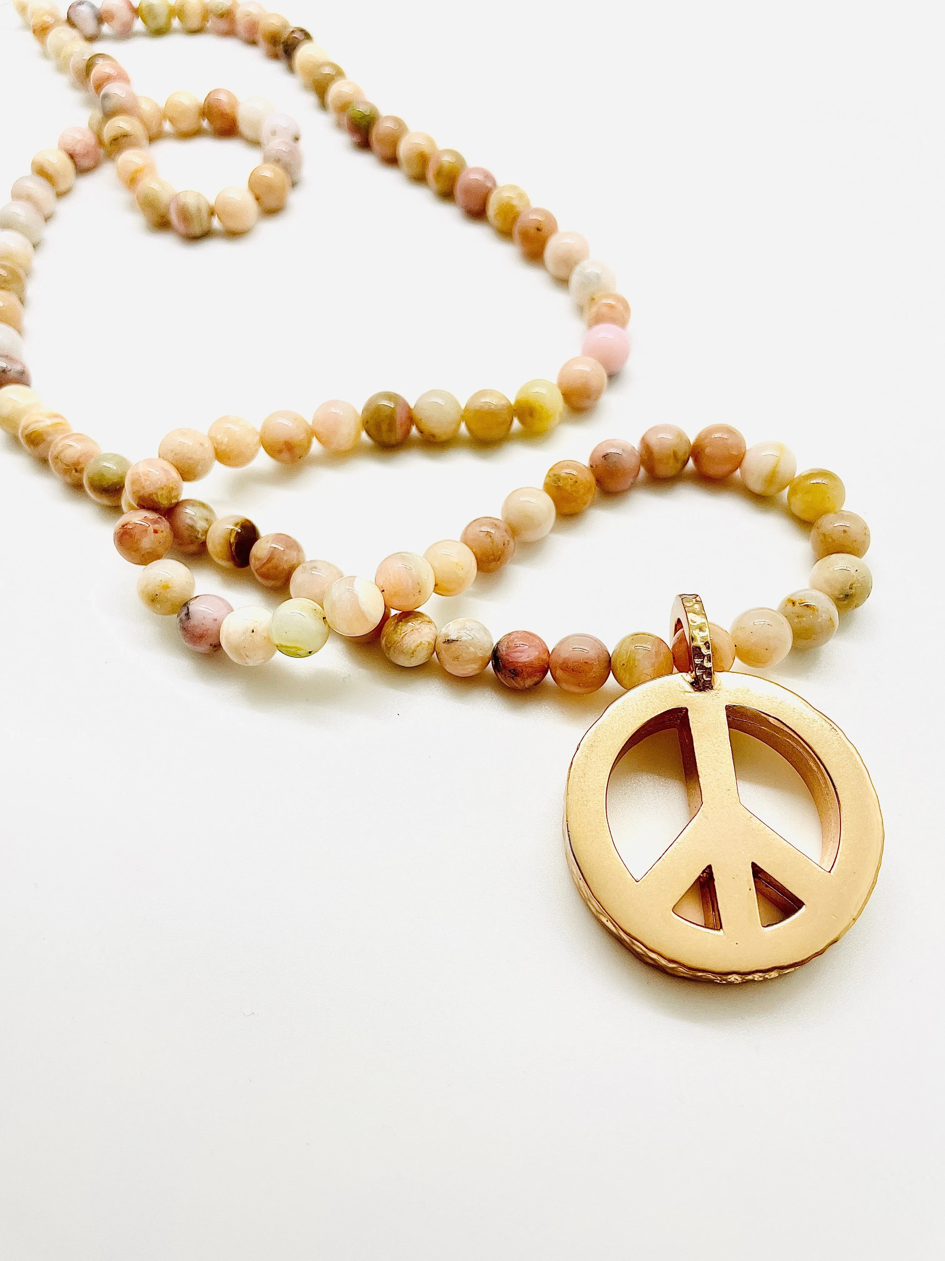 Peace Necklace with Pink Opal Beads