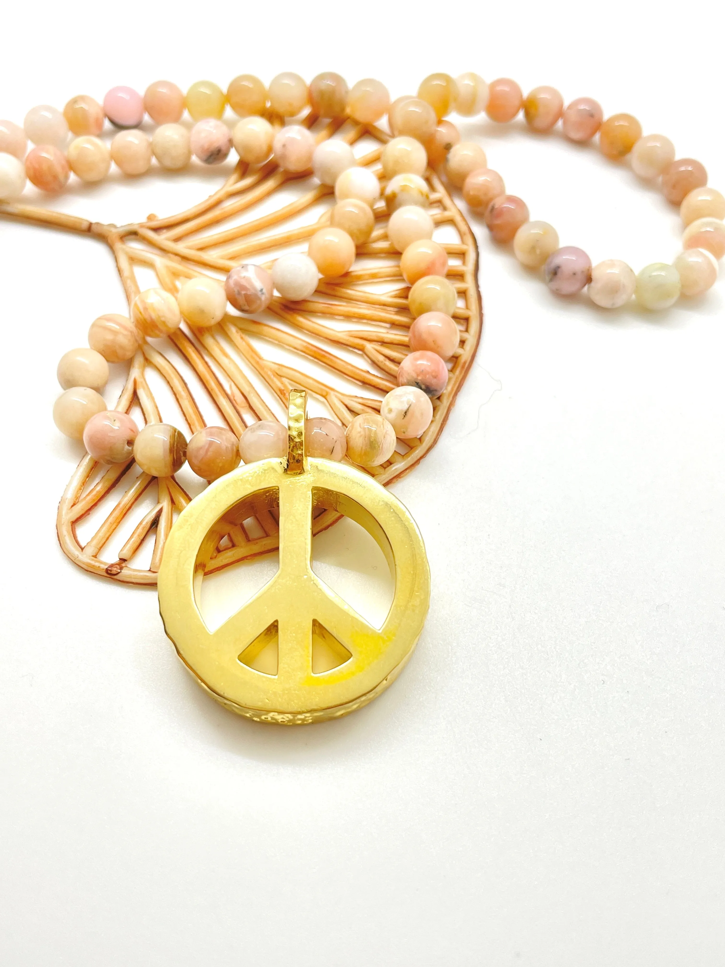 Peace Necklace with Pink Opal Beads