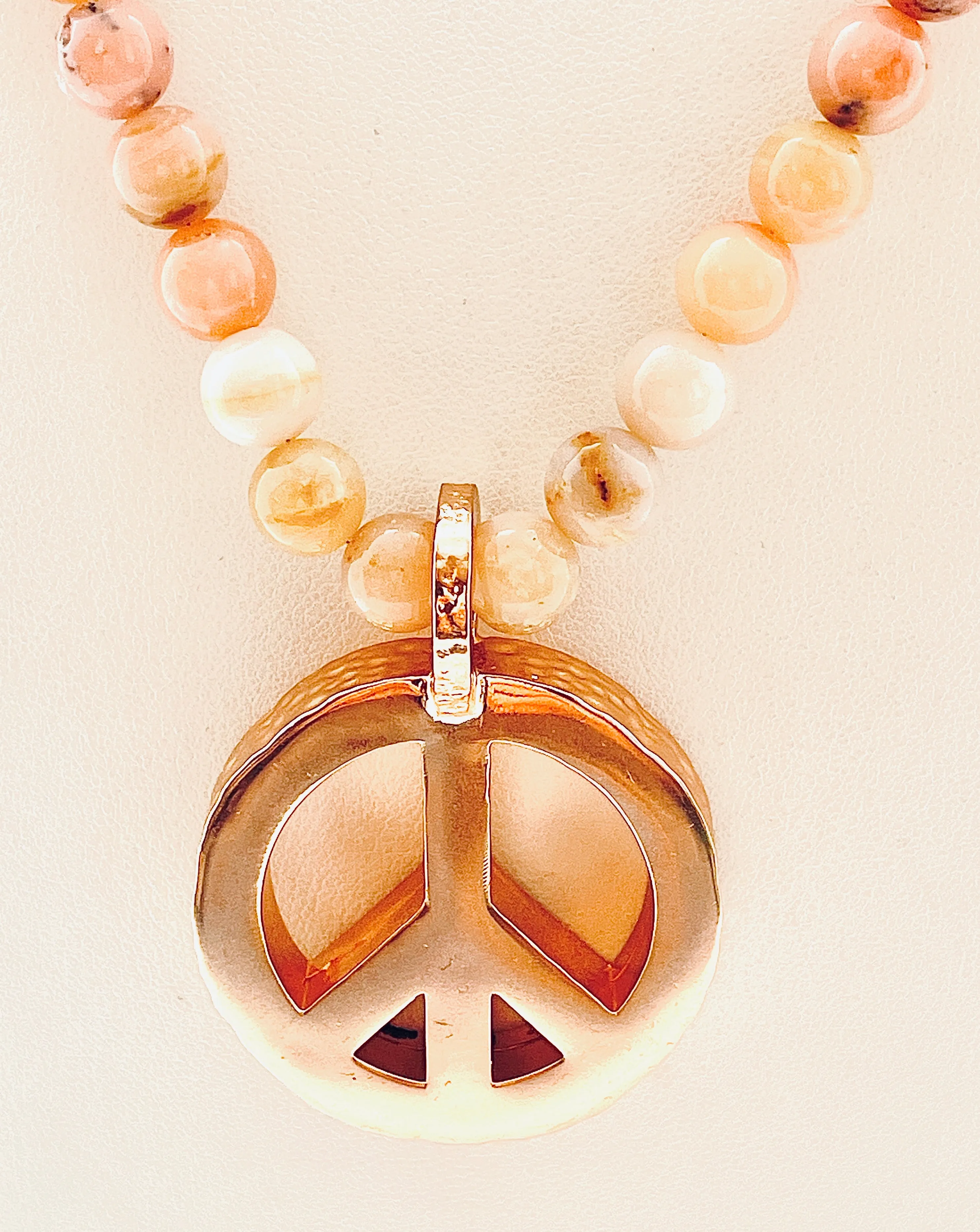 Peace Necklace with Pink Opal Beads