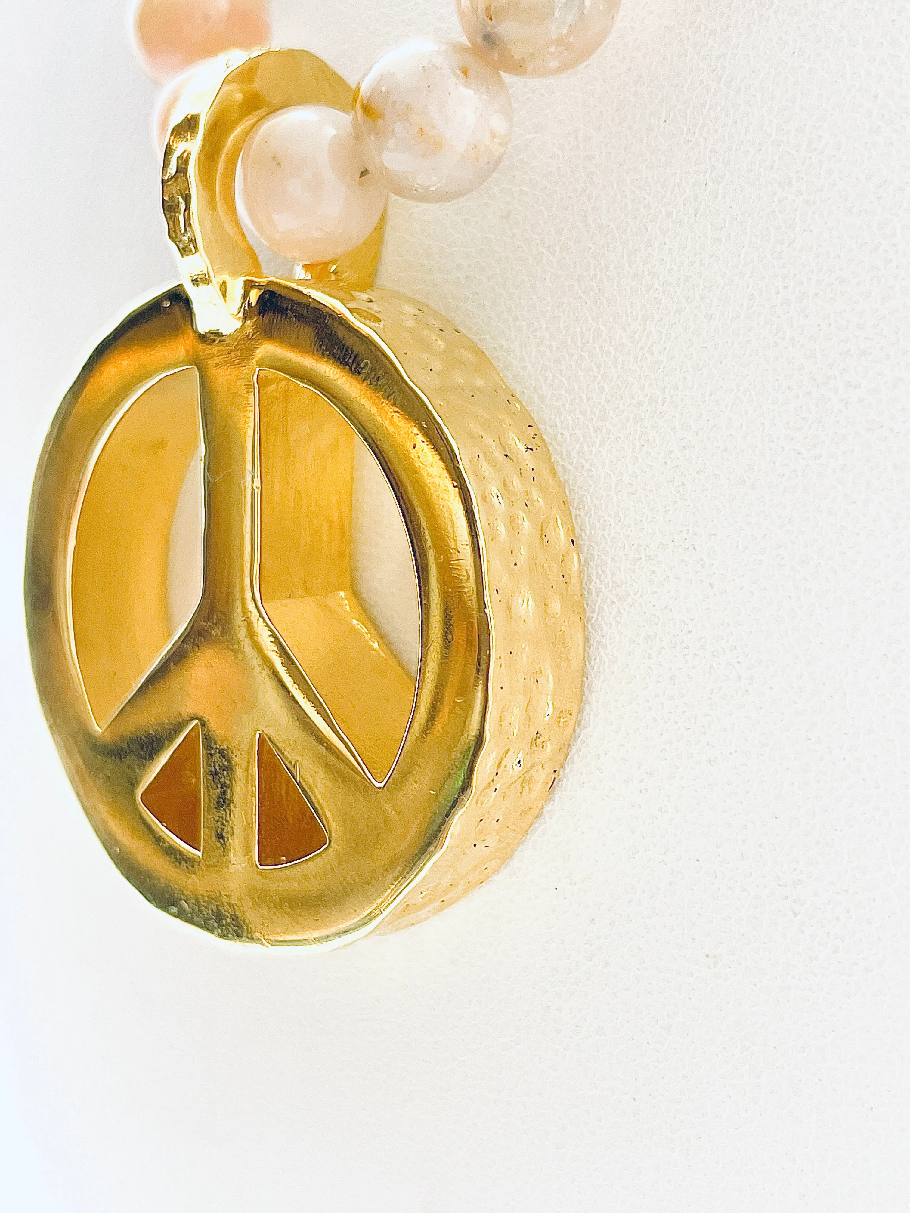 Peace Necklace with Pink Opal Beads