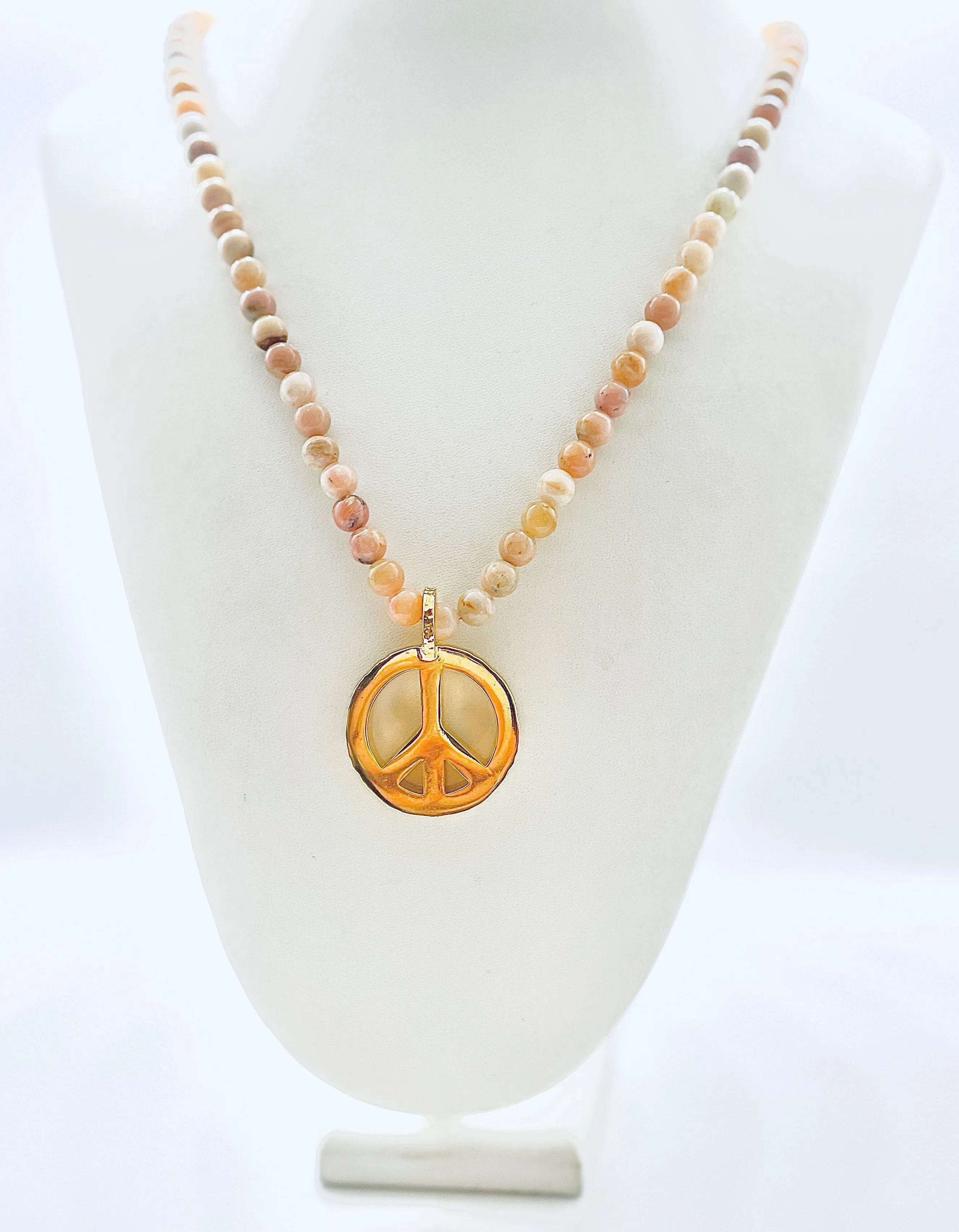 Peace Necklace with Pink Opal Beads