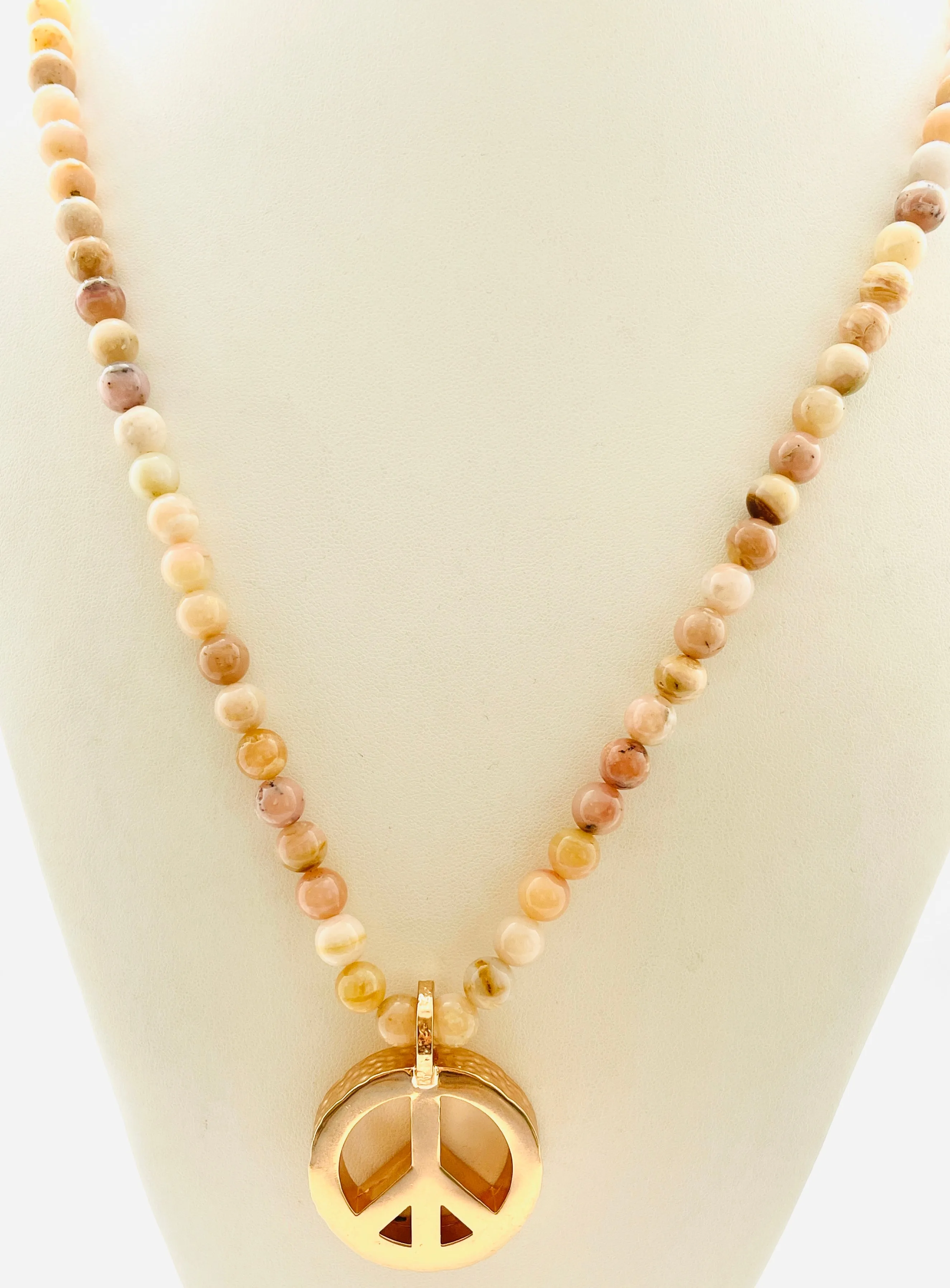 Peace Necklace with Pink Opal Beads