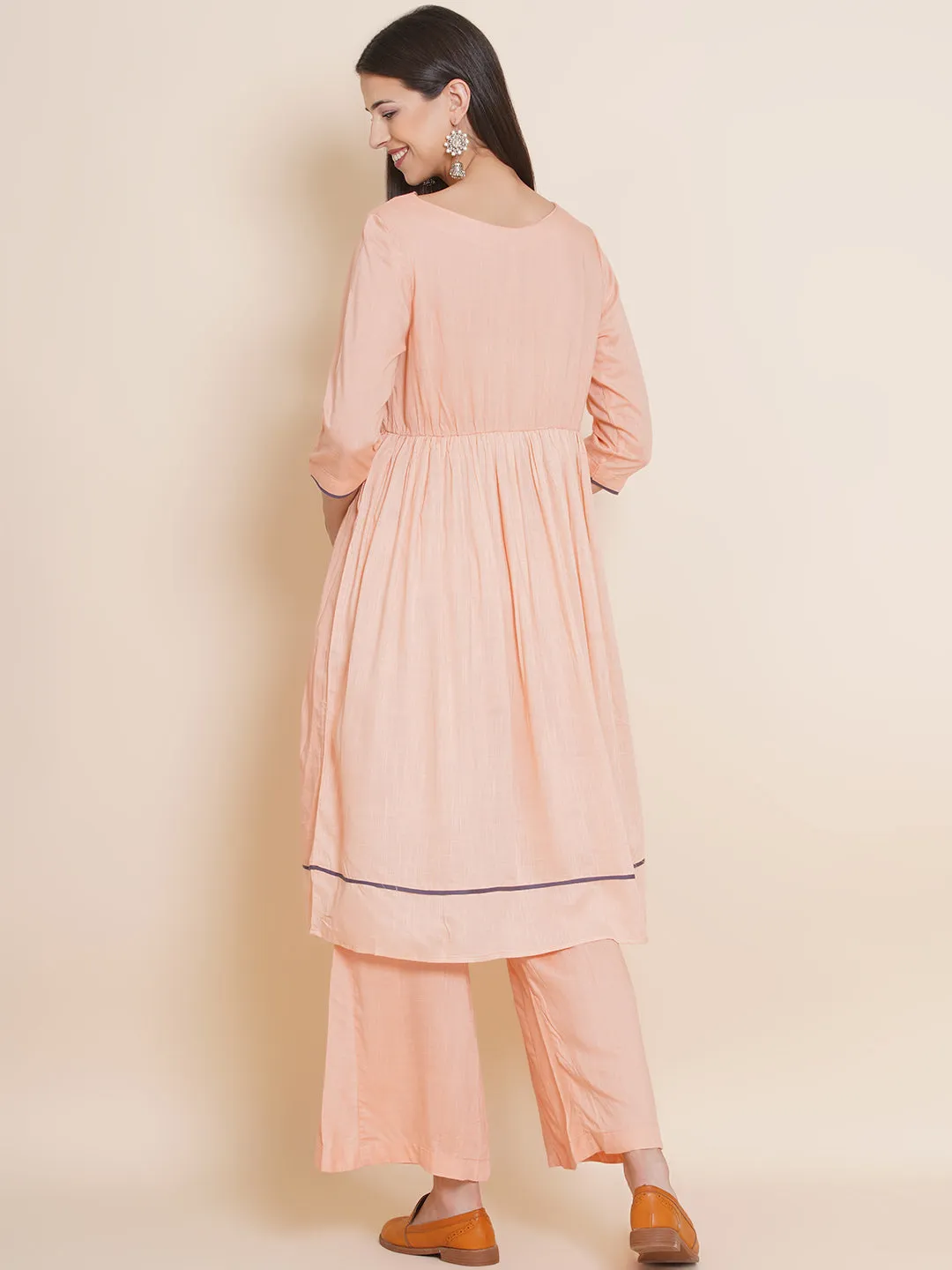 Peach Maternity Kurta with Palazzo Set