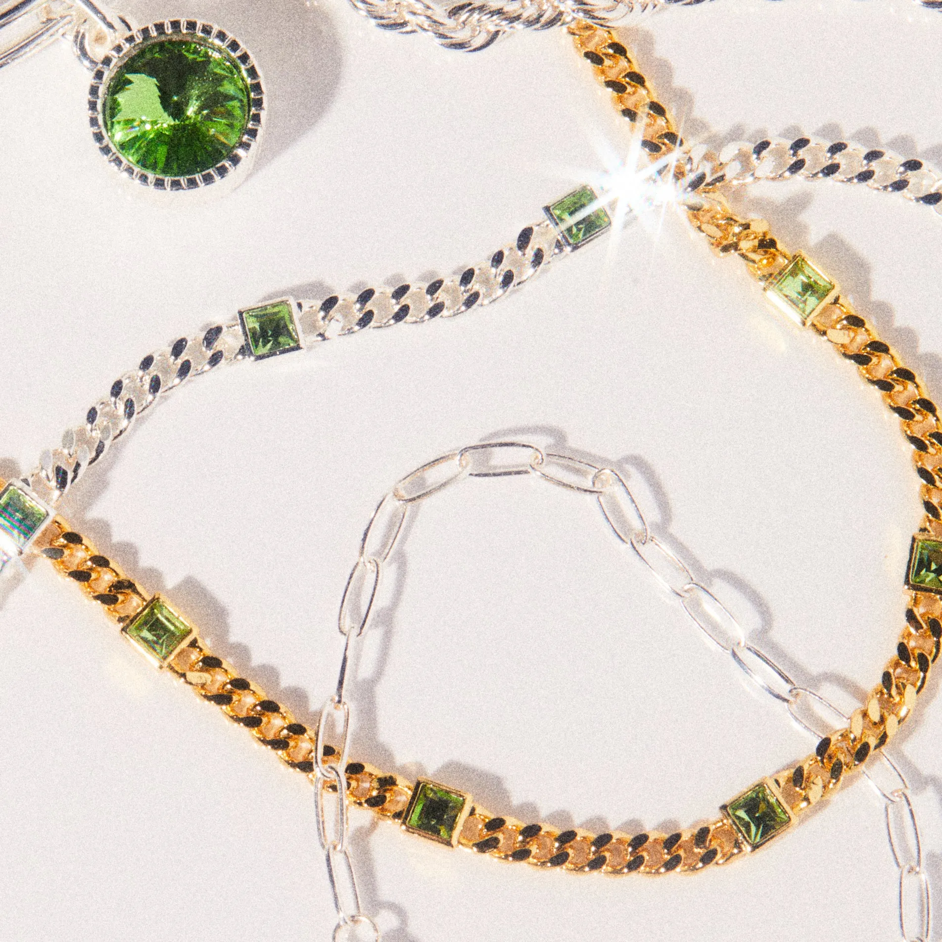 Peridot Curb Chain Bracelet, August Birthstone