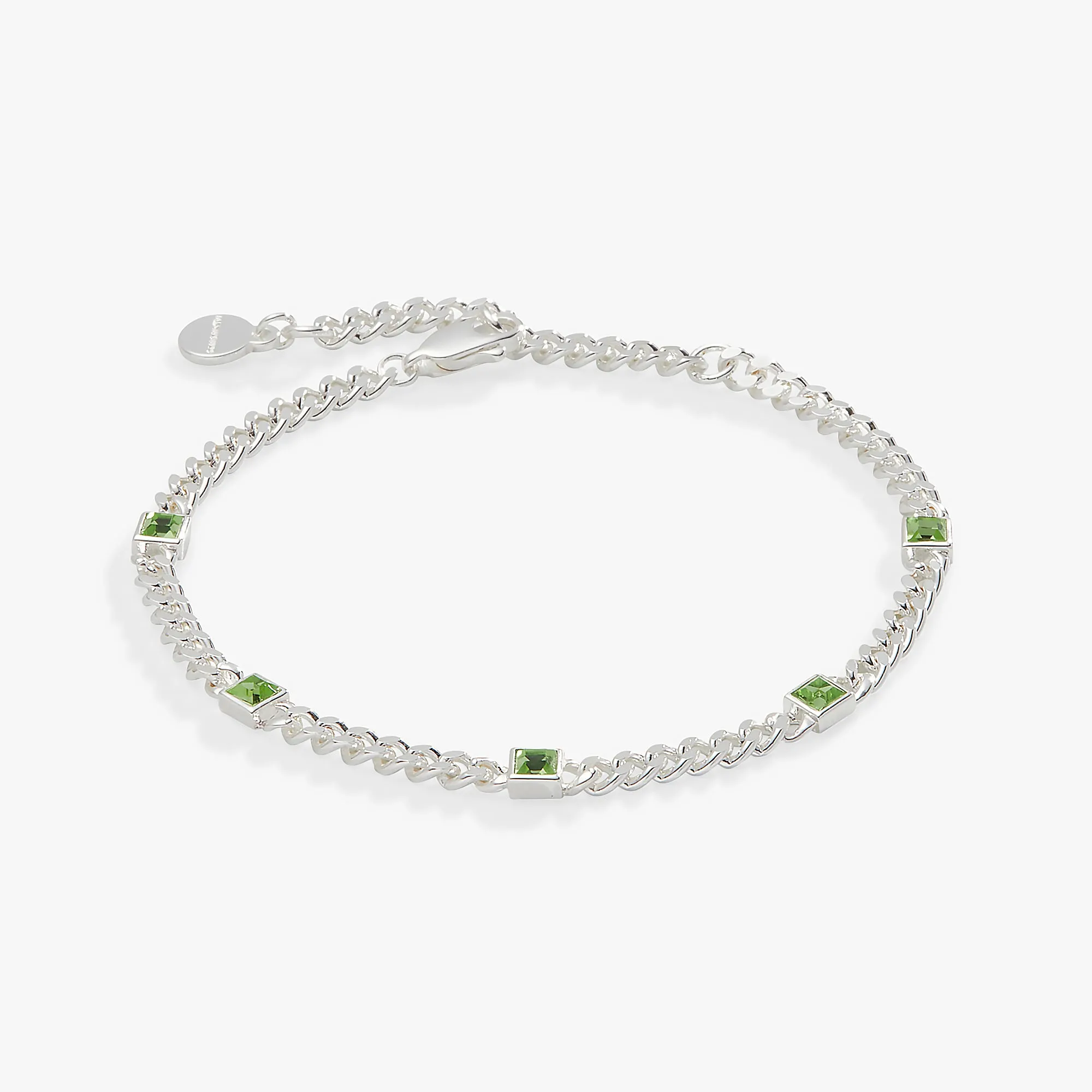 Peridot Curb Chain Bracelet, August Birthstone