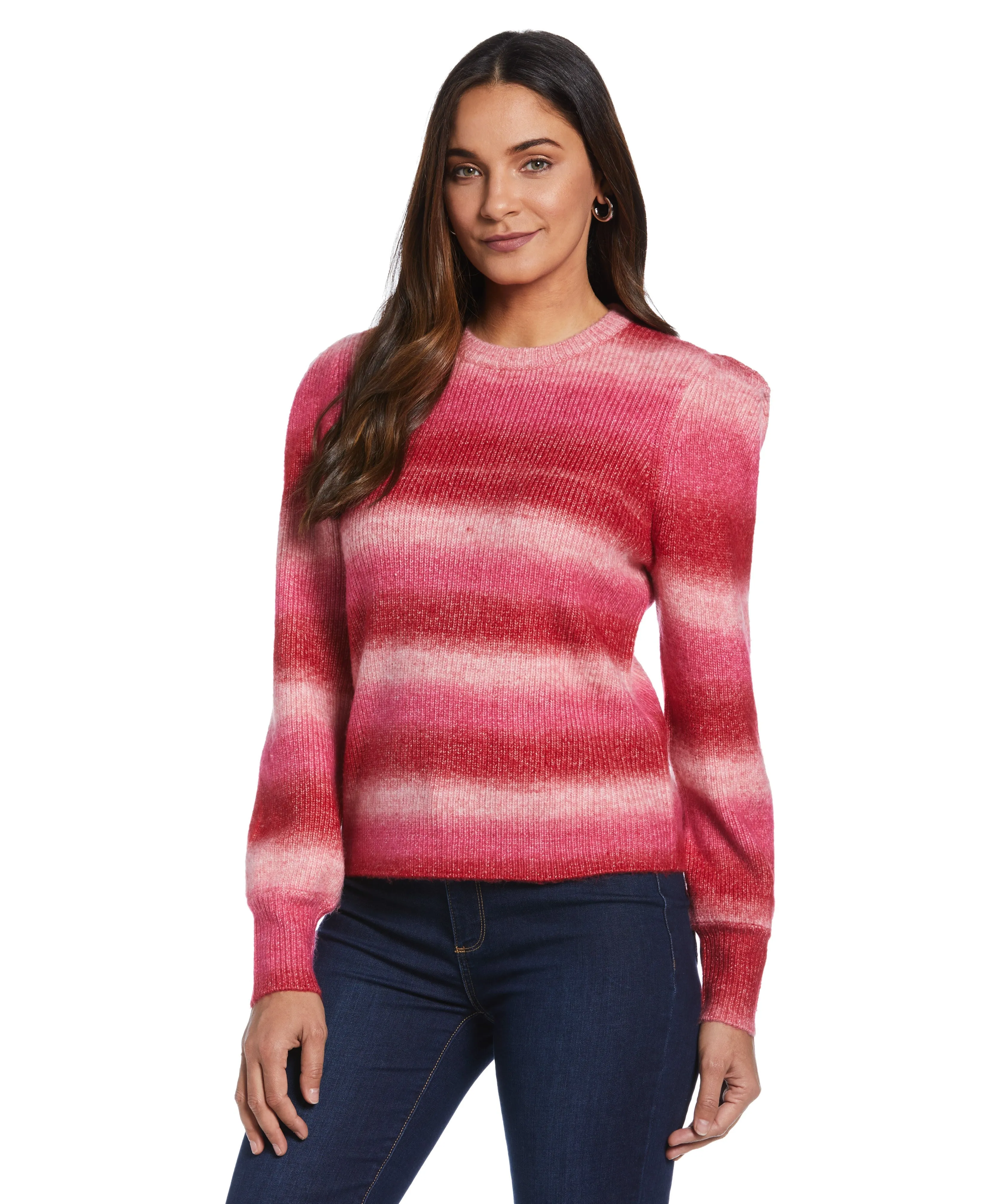 Petite Ombre Stripe Puff Sleeve Sweater