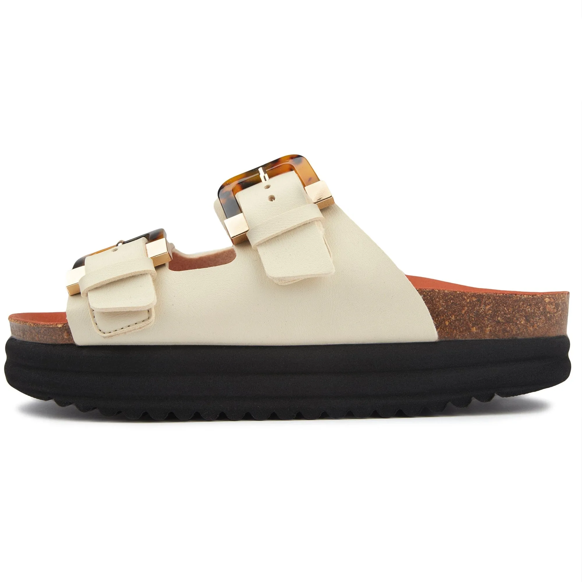 Plum Women's Vegan Footbed Sandals | Cream Tortoiseshell