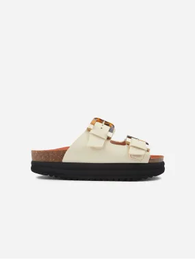 Plum Women's Vegan Footbed Sandals | Cream Tortoiseshell