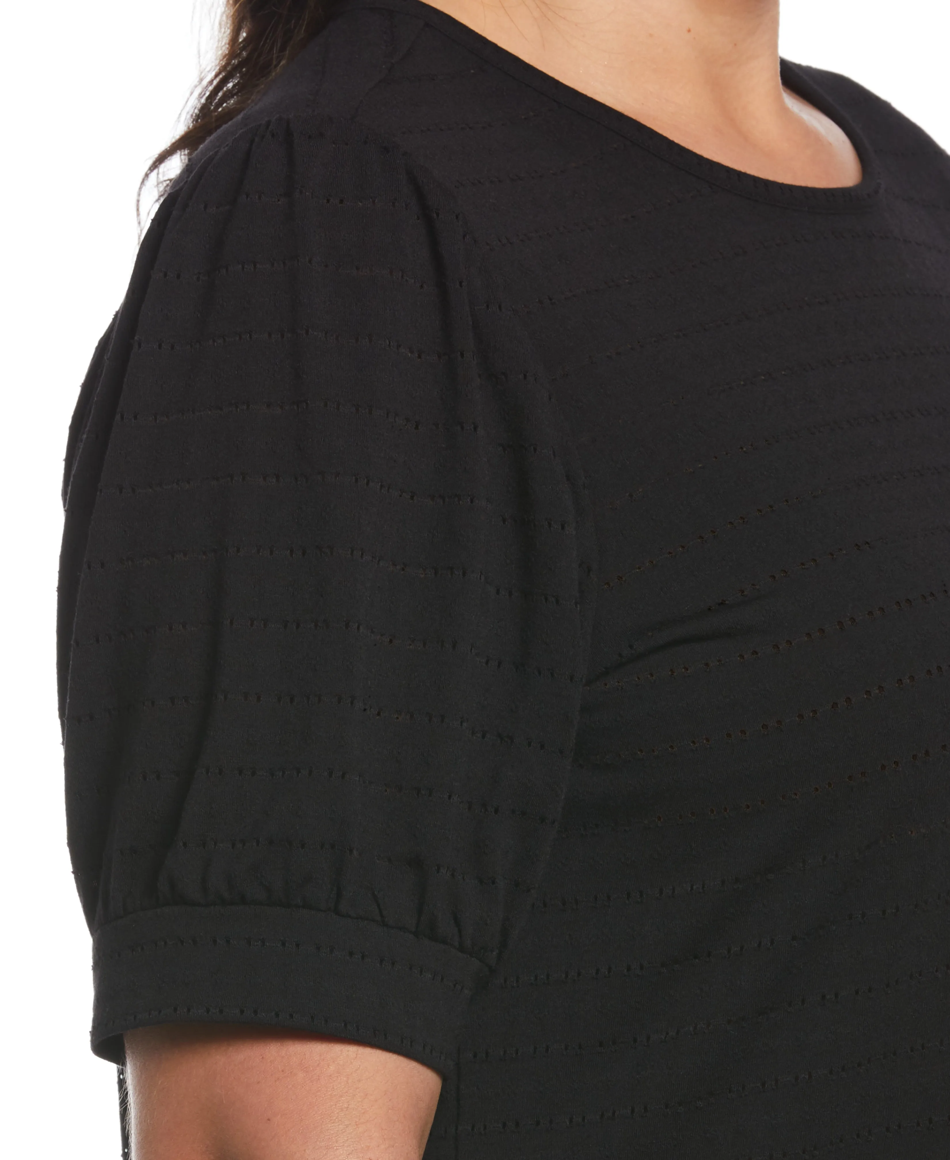 Plus Size Knit Puff Sleeve Top