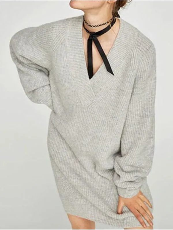 Plus Size V-neck Loose Sweater