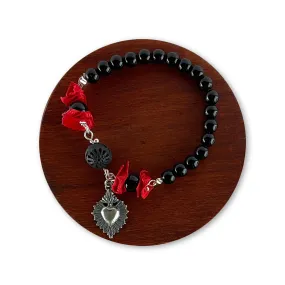 Pulsera - Barro negro corazón de fuego