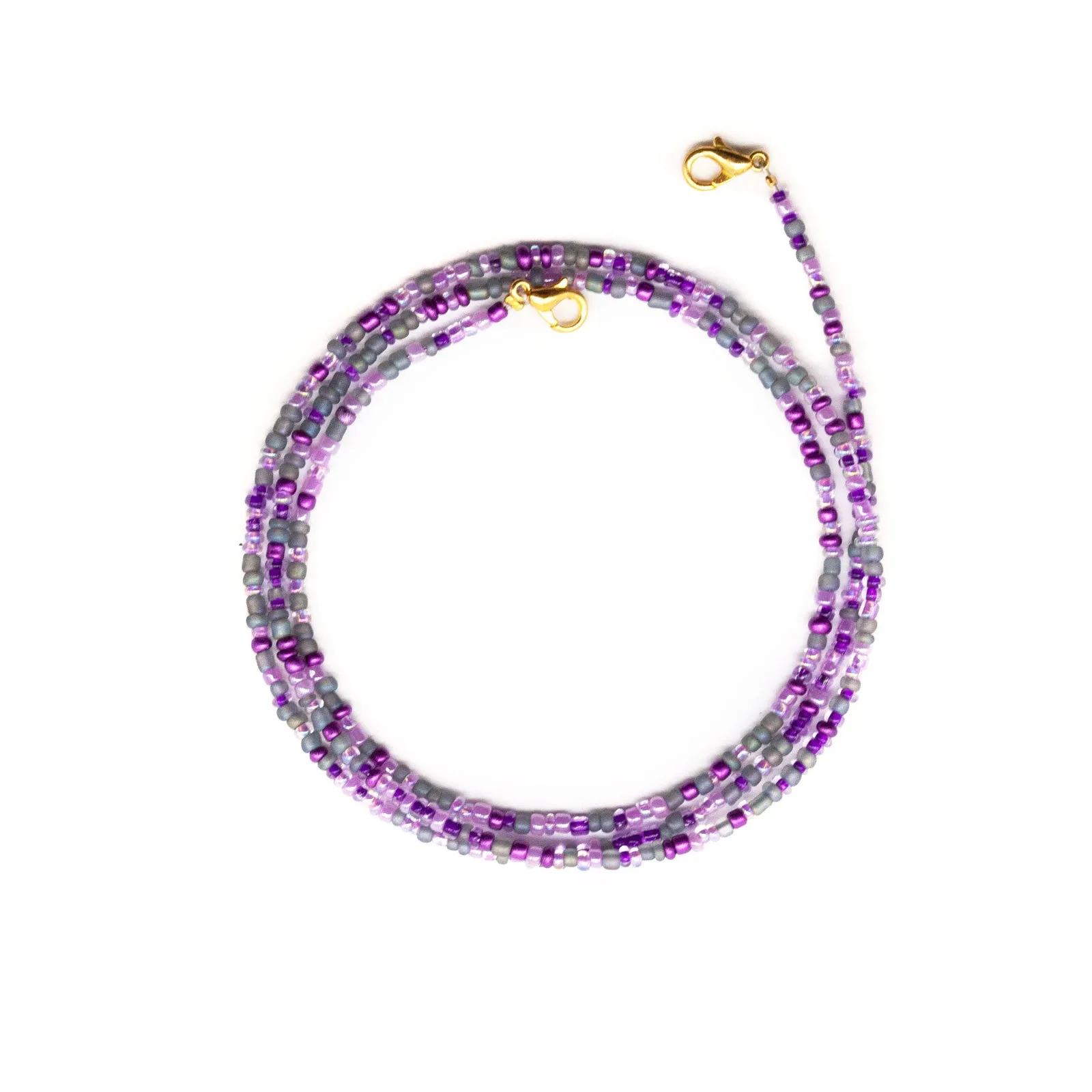 Purple Glass Beaded Face Mask Lanyard Necklace