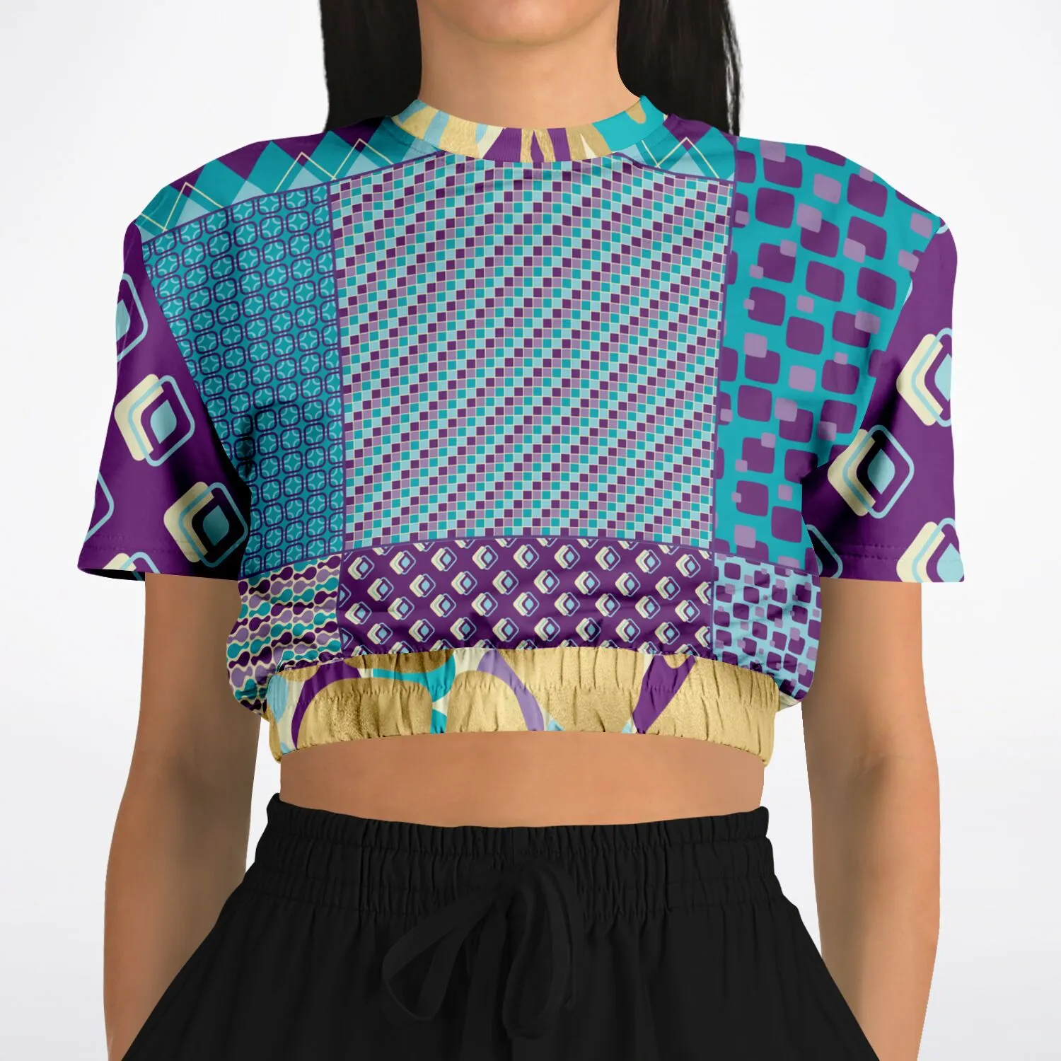 Purple Jetson Short Sleeve Cropped Eco-Poly Sweater