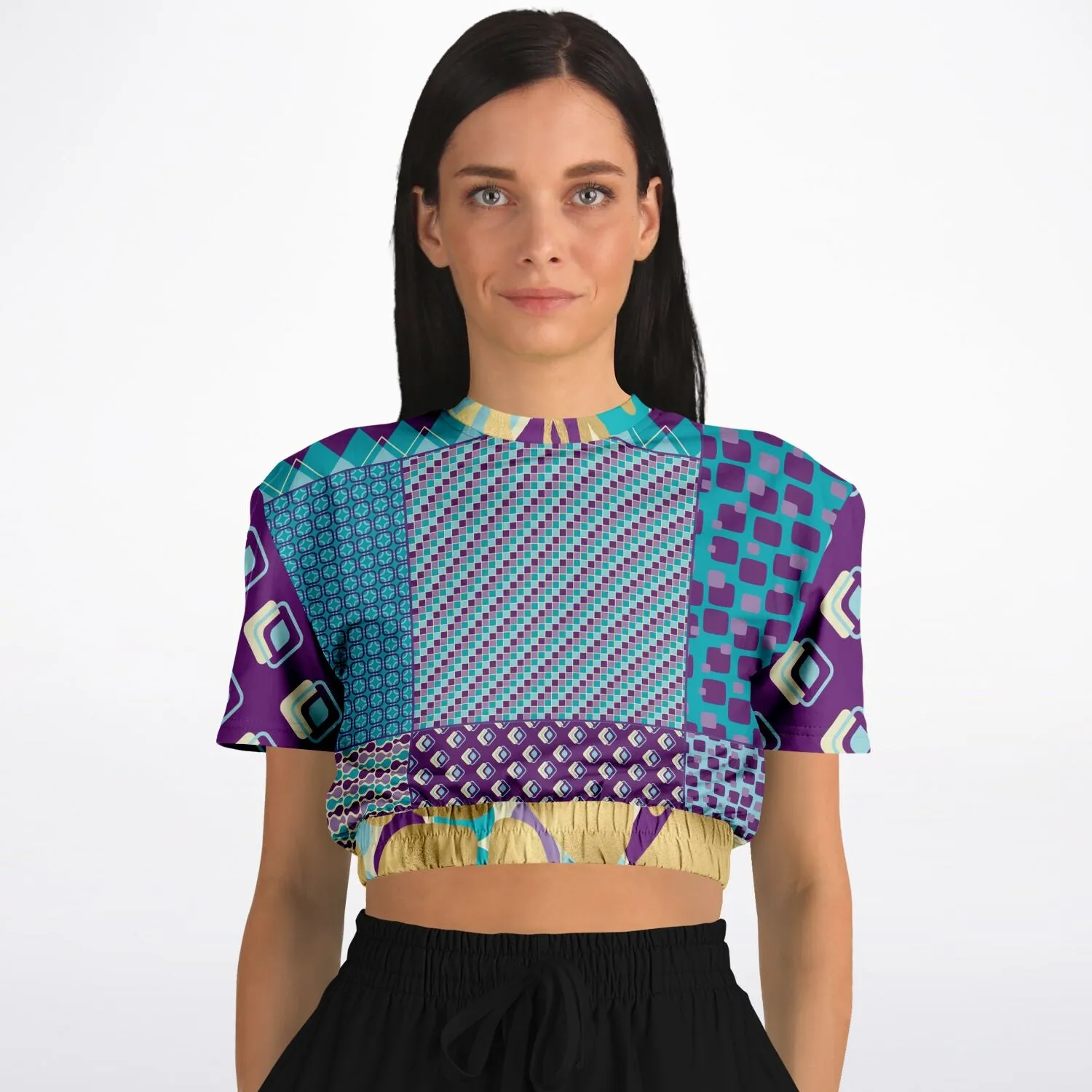 Purple Jetson Short Sleeve Cropped Eco-Poly Sweater