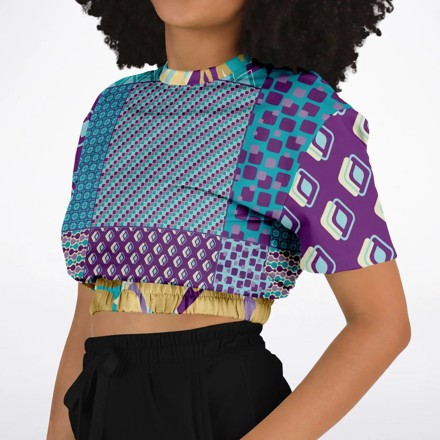 Purple Jetson Short Sleeve Cropped Eco-Poly Sweater