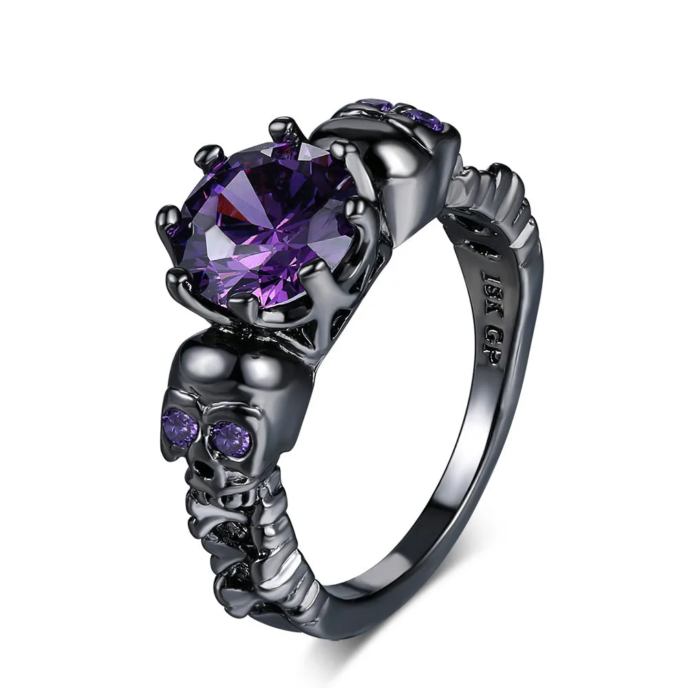 Purple Zirconia Skull Ring