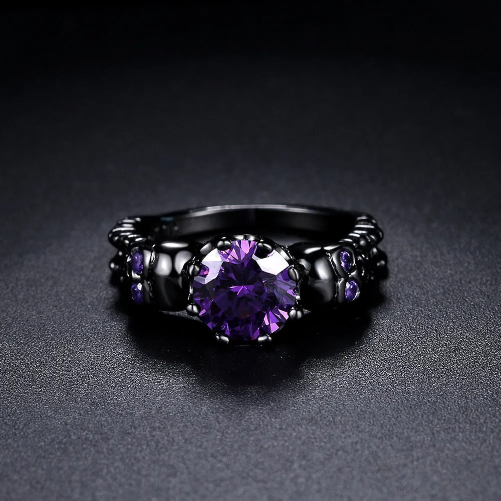 Purple Zirconia Skull Ring