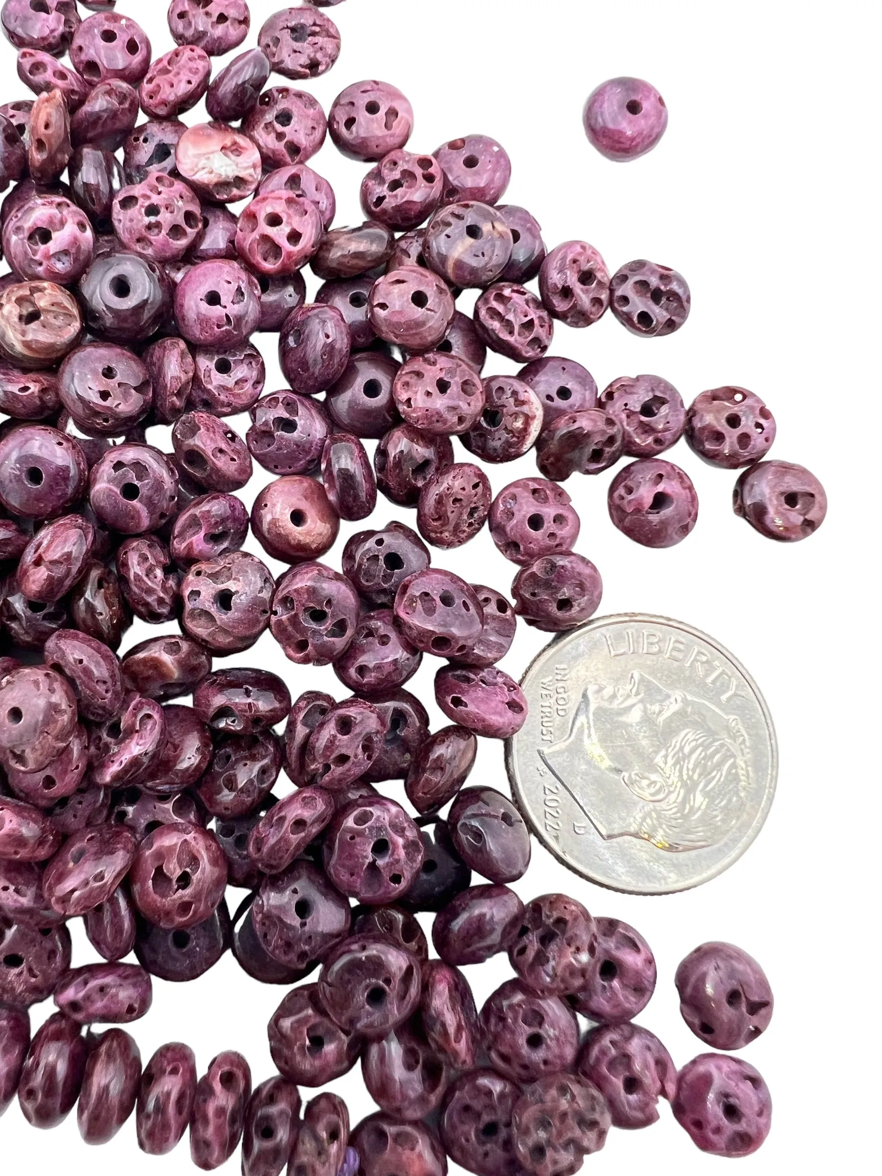 RARE High Quality Dark Purple Spiny Oyster 6mm Rondel Beads, (package of 8 beads)