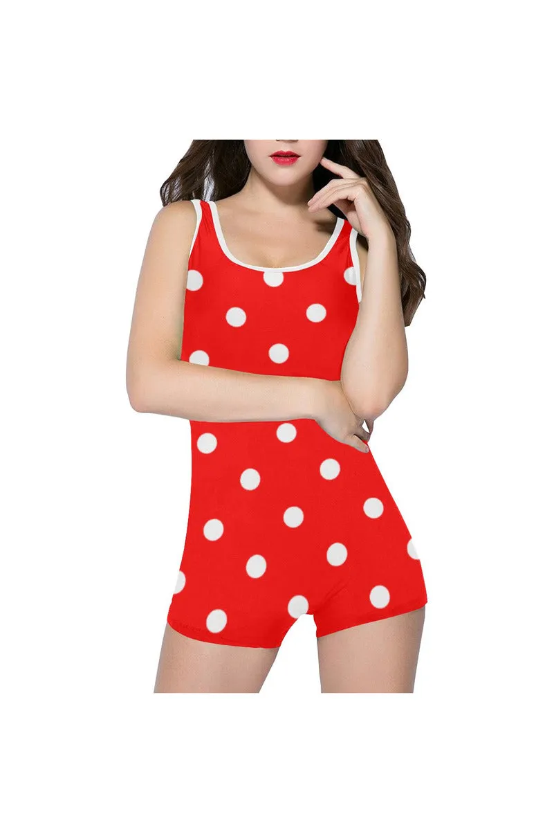 Red Polka Dot Classic One Piece Swimwear