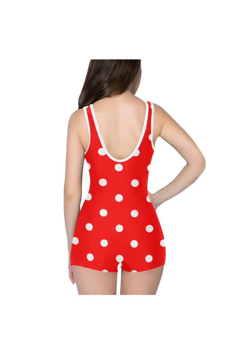 Red Polka Dot Classic One Piece Swimwear