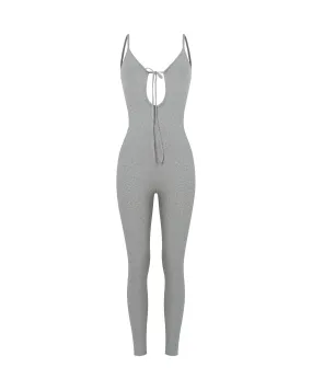 Ribbed Front Tie Bodysuit