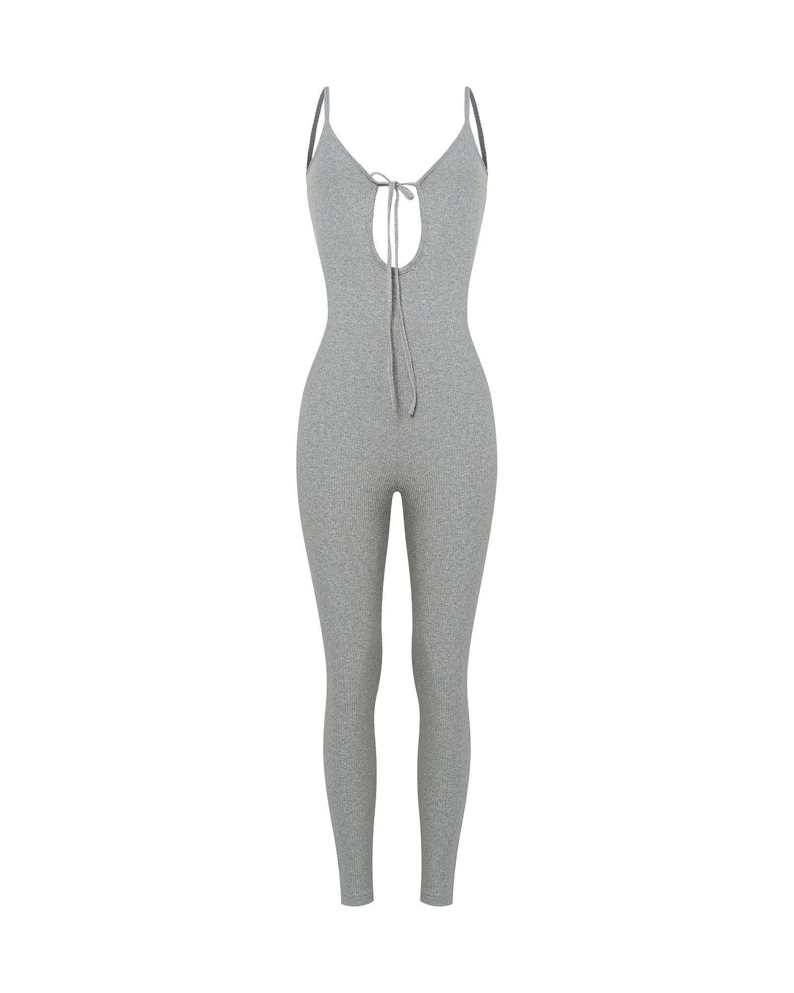 Ribbed Front Tie Bodysuit