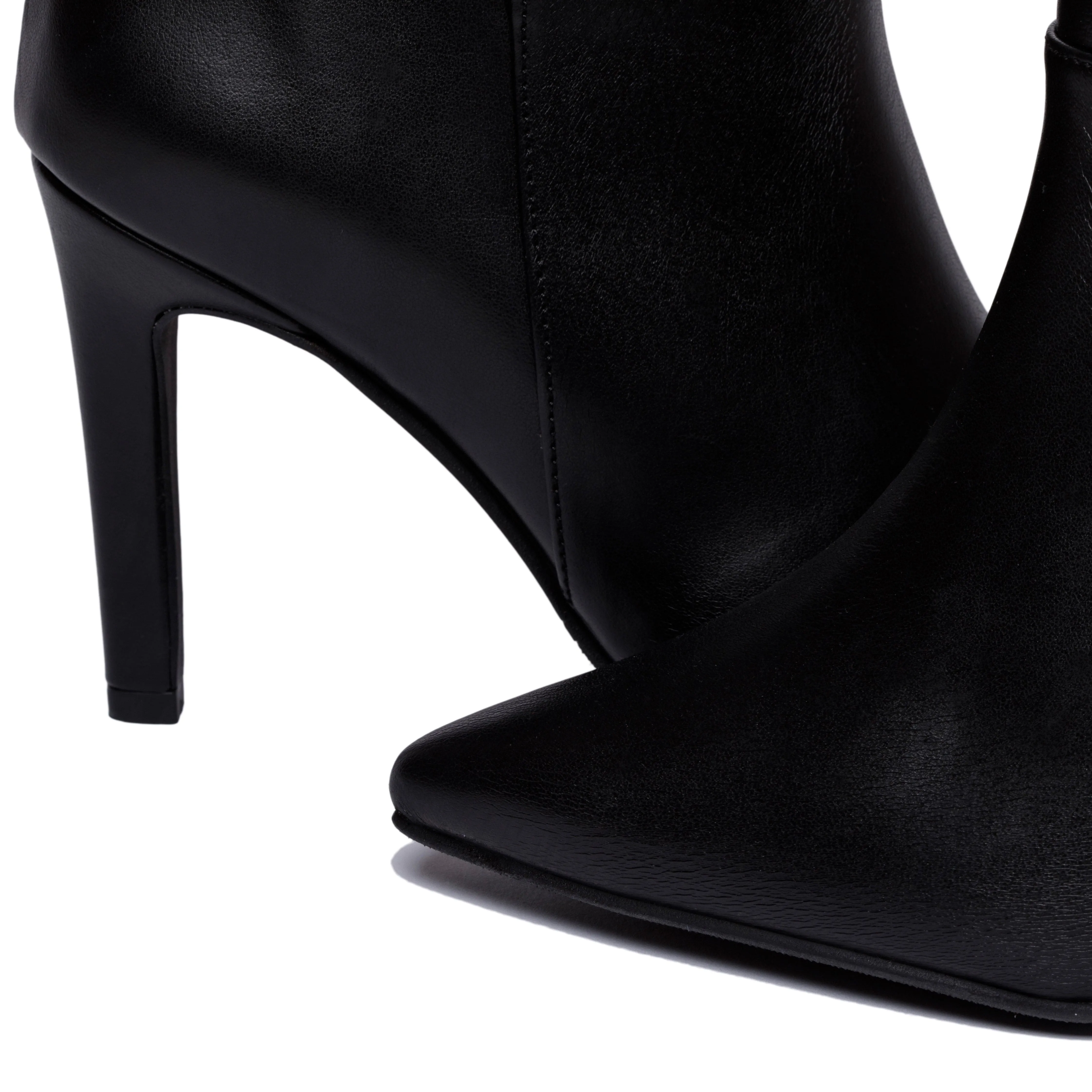 Rose Vegan Apple Leather  Heeled Ankle Boots | Black