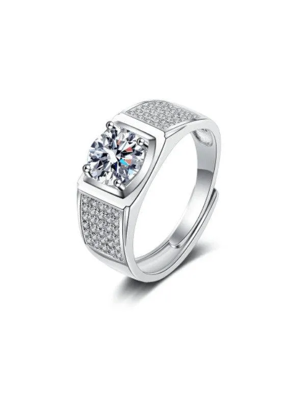 RSR-204 Moissanite Diamond Geometric Dainty Men Band Ring FREE SIZE