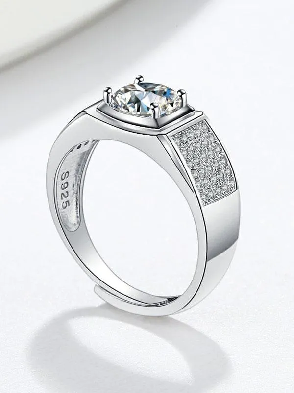 RSR-204 Moissanite Diamond Geometric Dainty Men Band Ring FREE SIZE