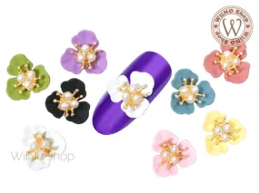 Sagittaria Flower Nail Metal Charm - 2 pcs