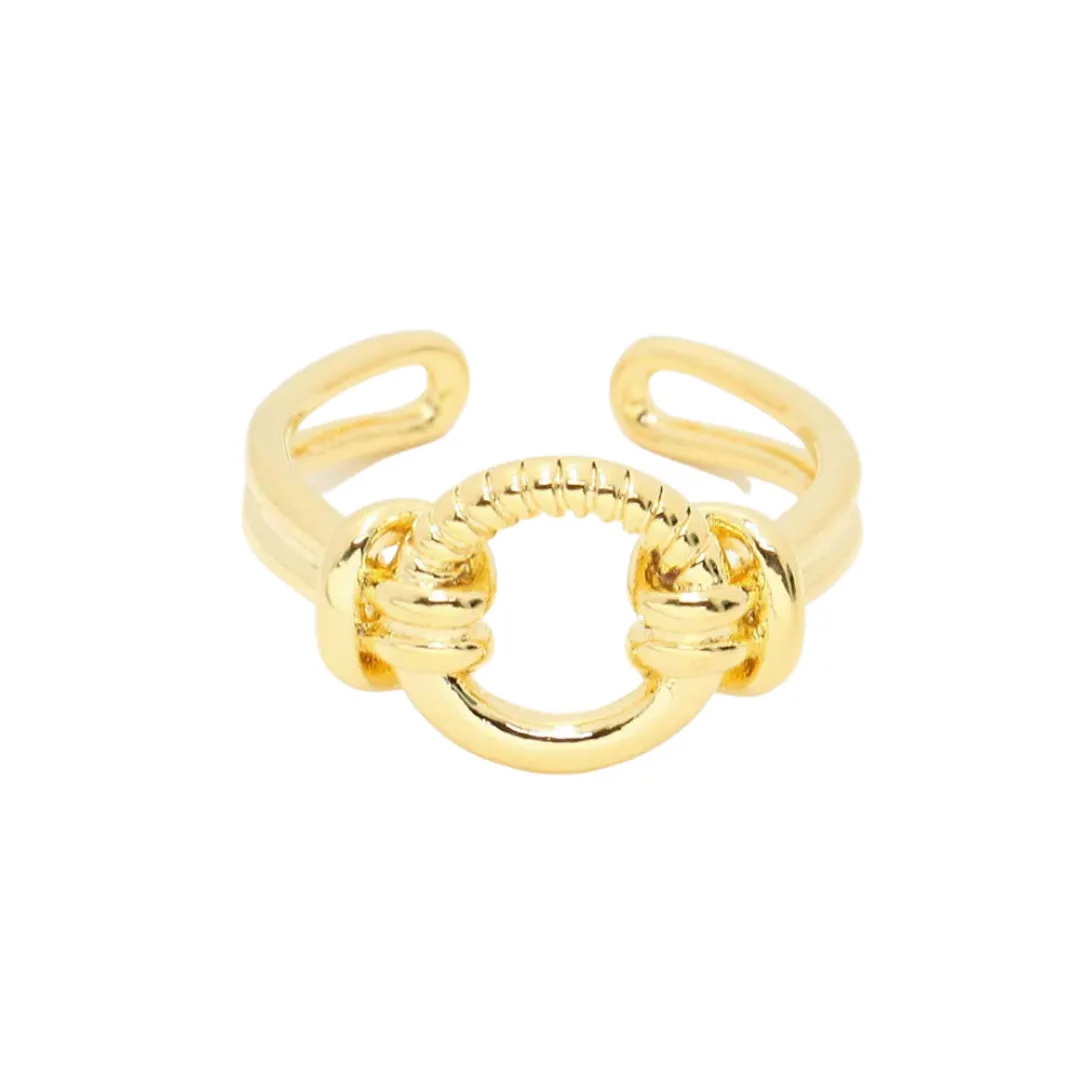 Secret Box 14K Gold Dipped Open Circle Accented Ring