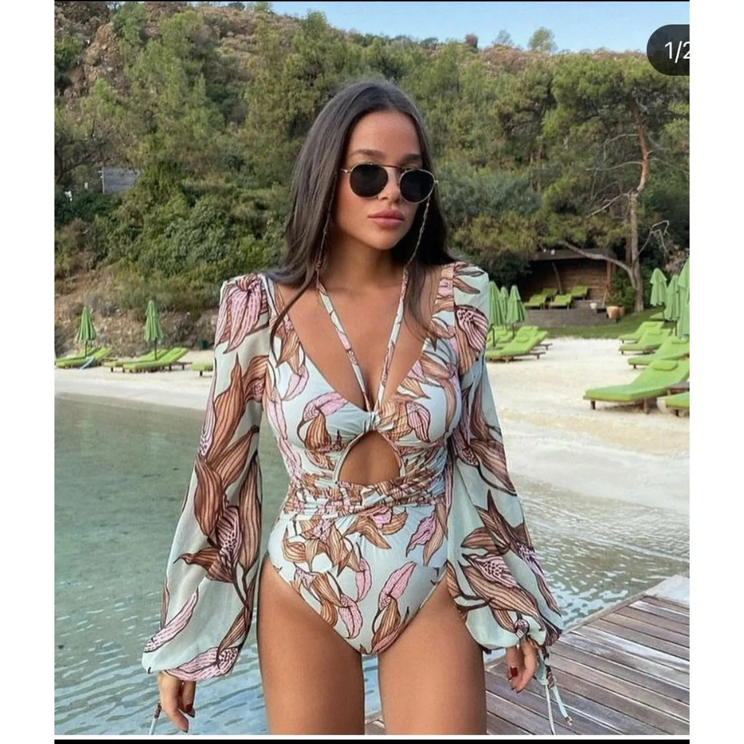 Sexy one-piece printed bikini swimsuit