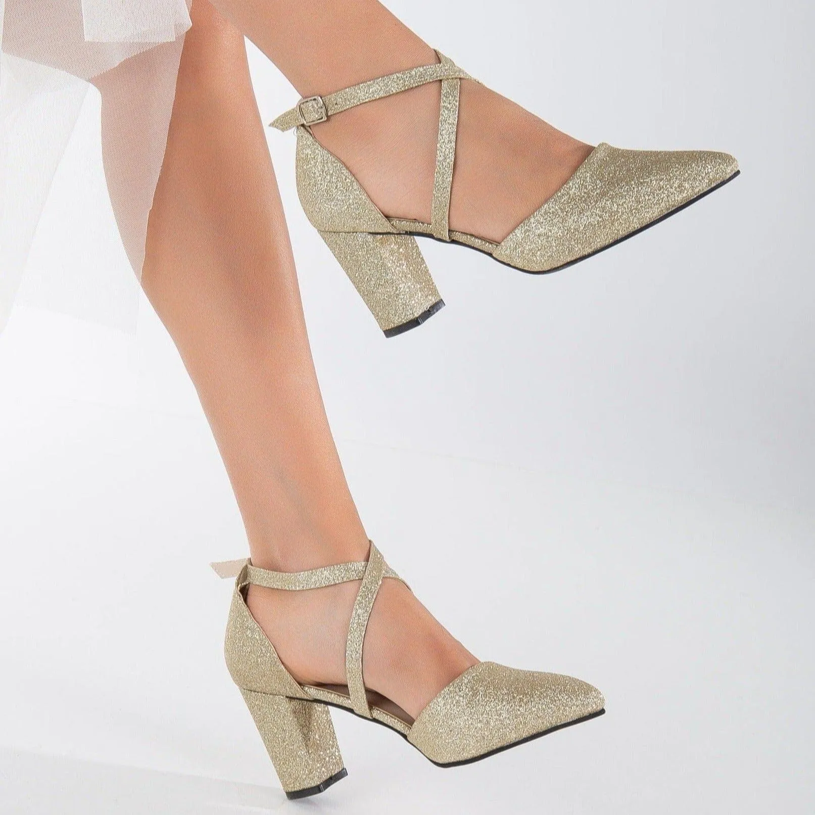 Sina Vegan Glitter Wedding Heels | Gold