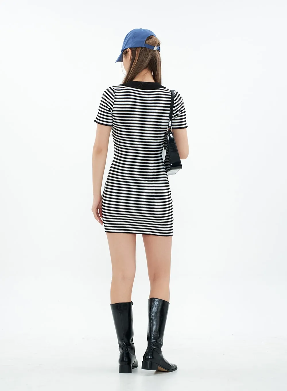 Striped Collared Mini Onepiece Dress CM29