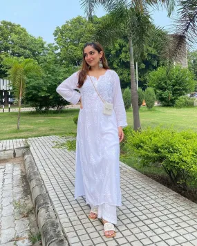 Suhana White Modal Kurti Set