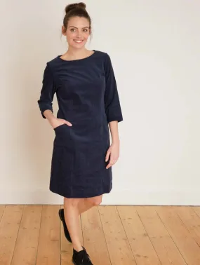 Thea Cotton Corduroy Shift Dress | Navy