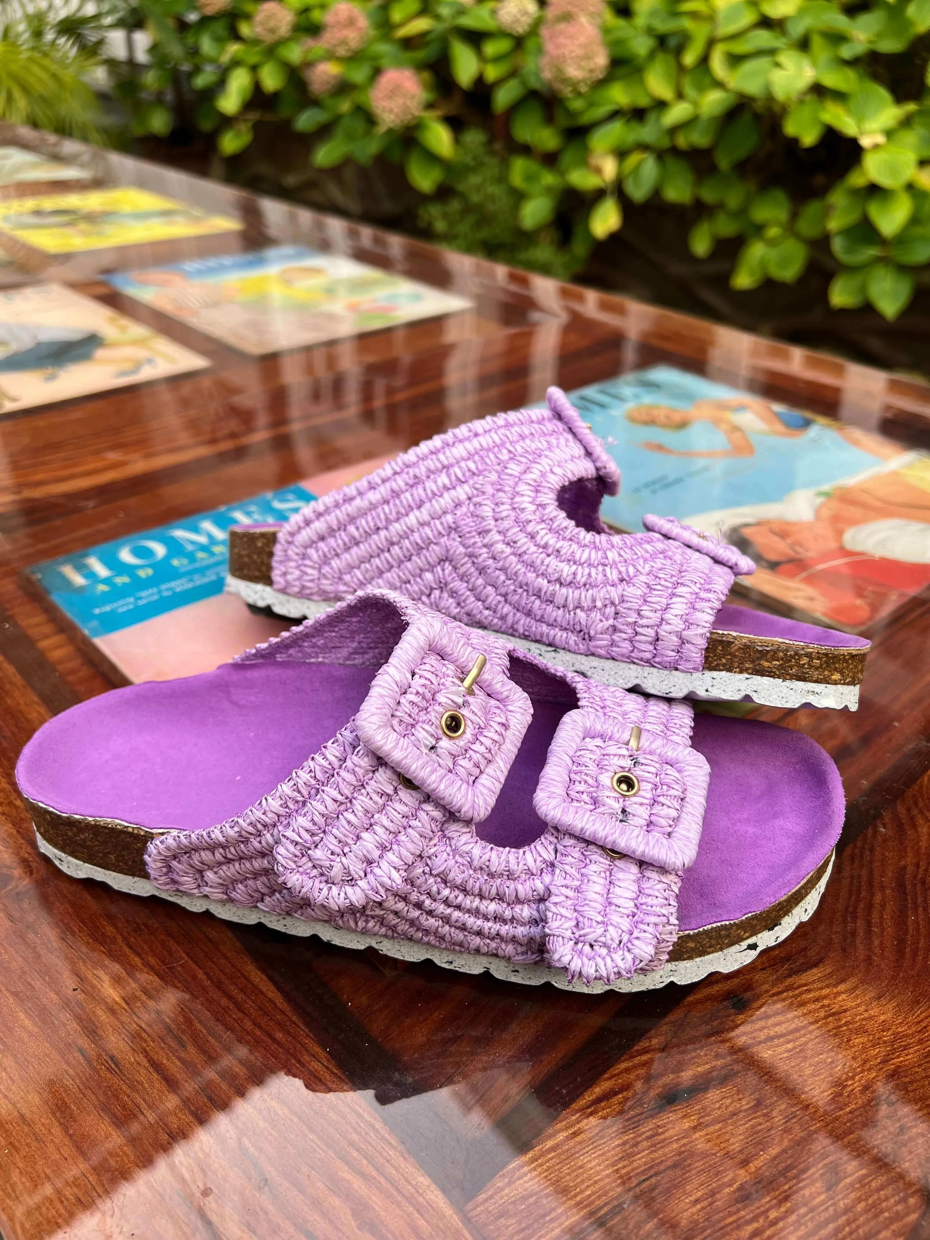 Trujillo Vegan Rafia Sandals | Violet