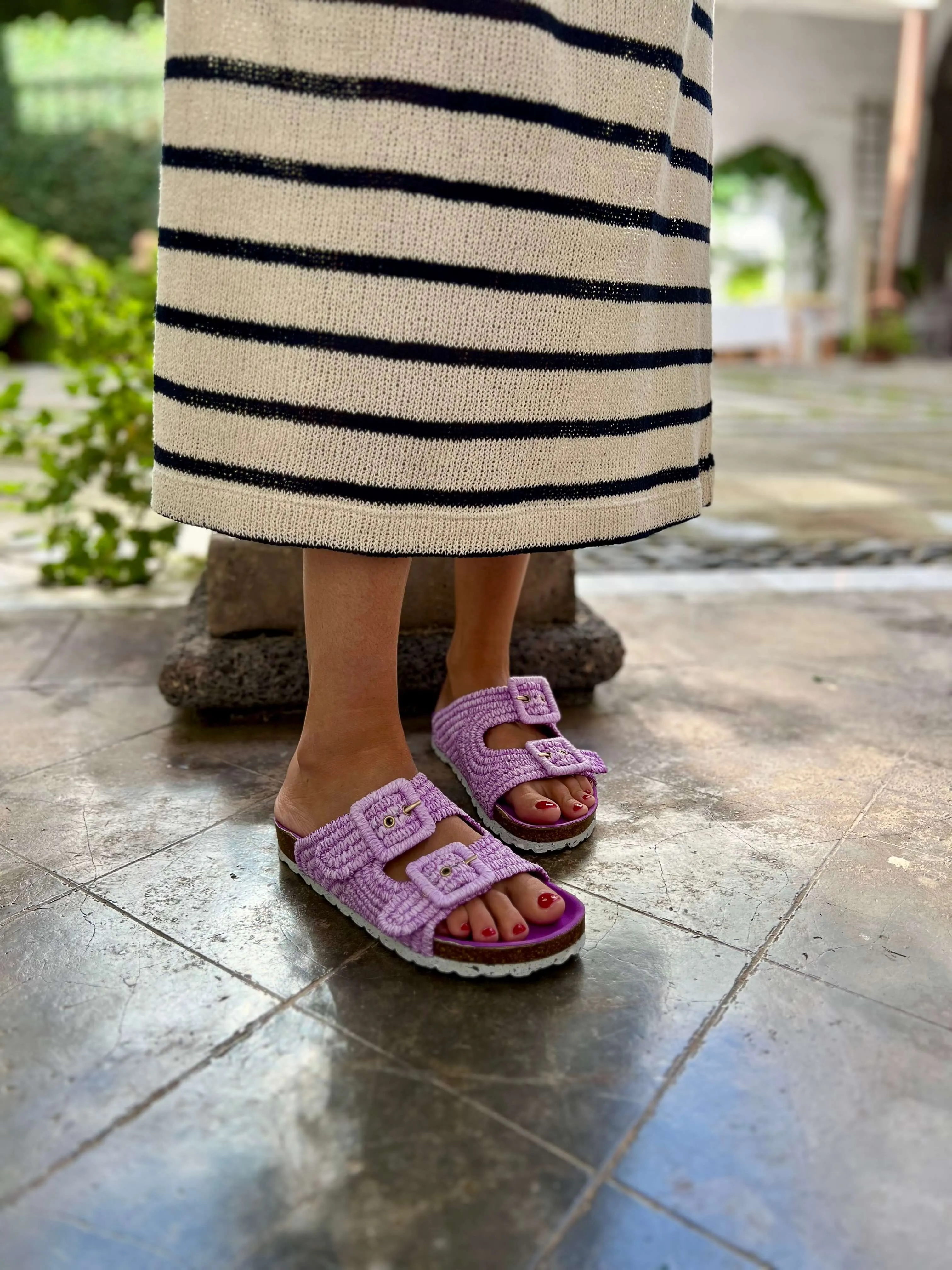 Trujillo Vegan Rafia Sandals | Violet