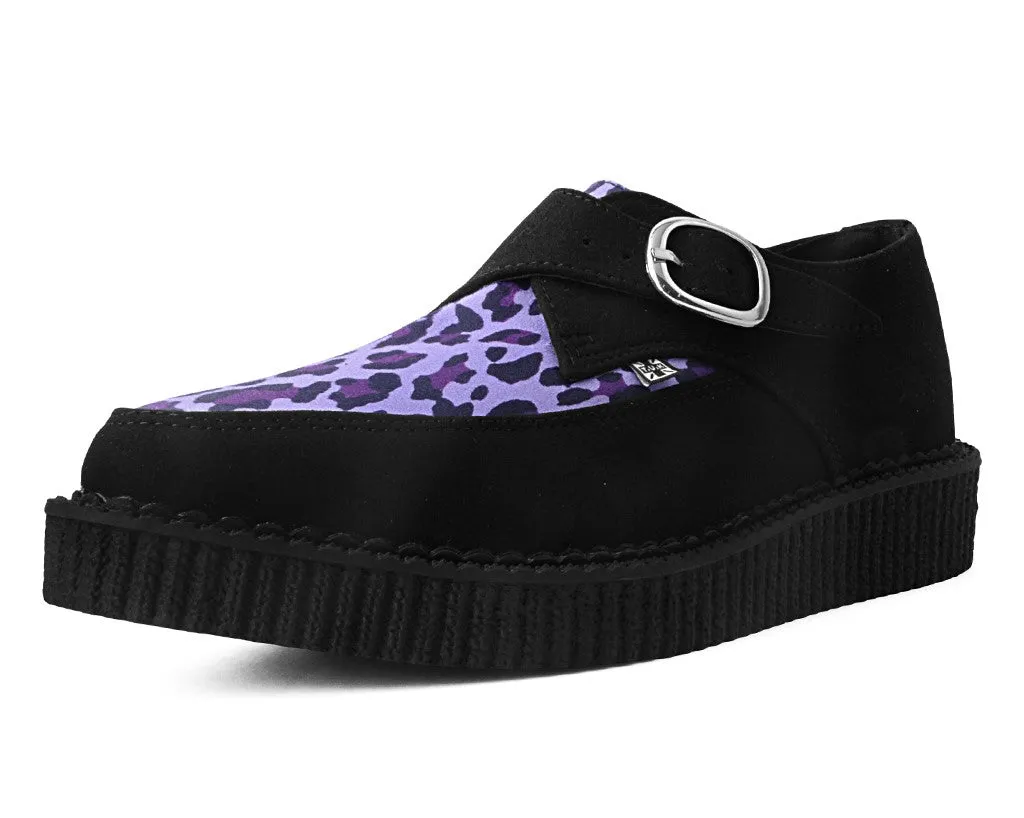 T.U.K BLACK MF SUEDE/PURPLE LEO MF POINTED MONK CREEPER