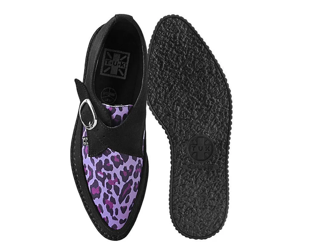 T.U.K BLACK MF SUEDE/PURPLE LEO MF POINTED MONK CREEPER