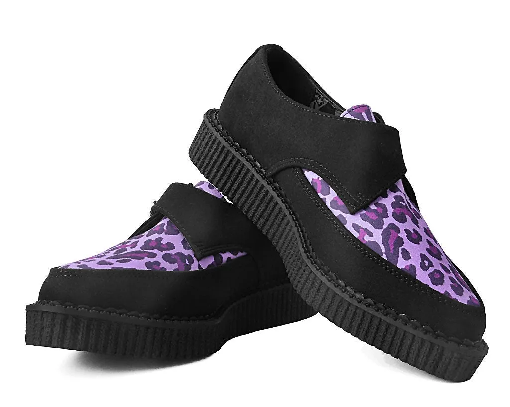 T.U.K BLACK MF SUEDE/PURPLE LEO MF POINTED MONK CREEPER