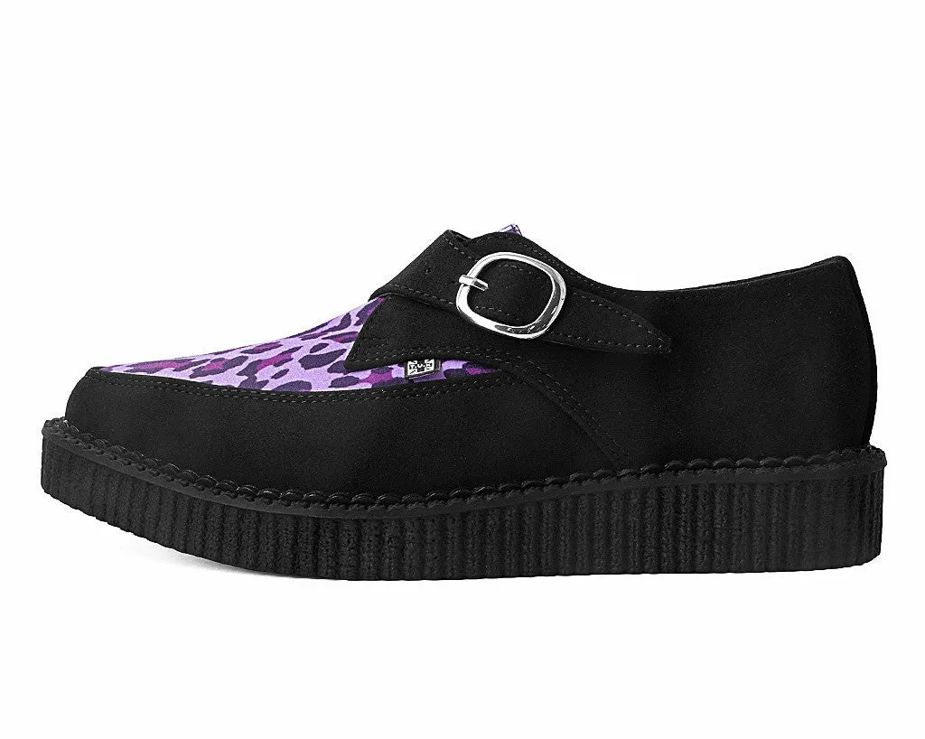 T.U.K BLACK MF SUEDE/PURPLE LEO MF POINTED MONK CREEPER